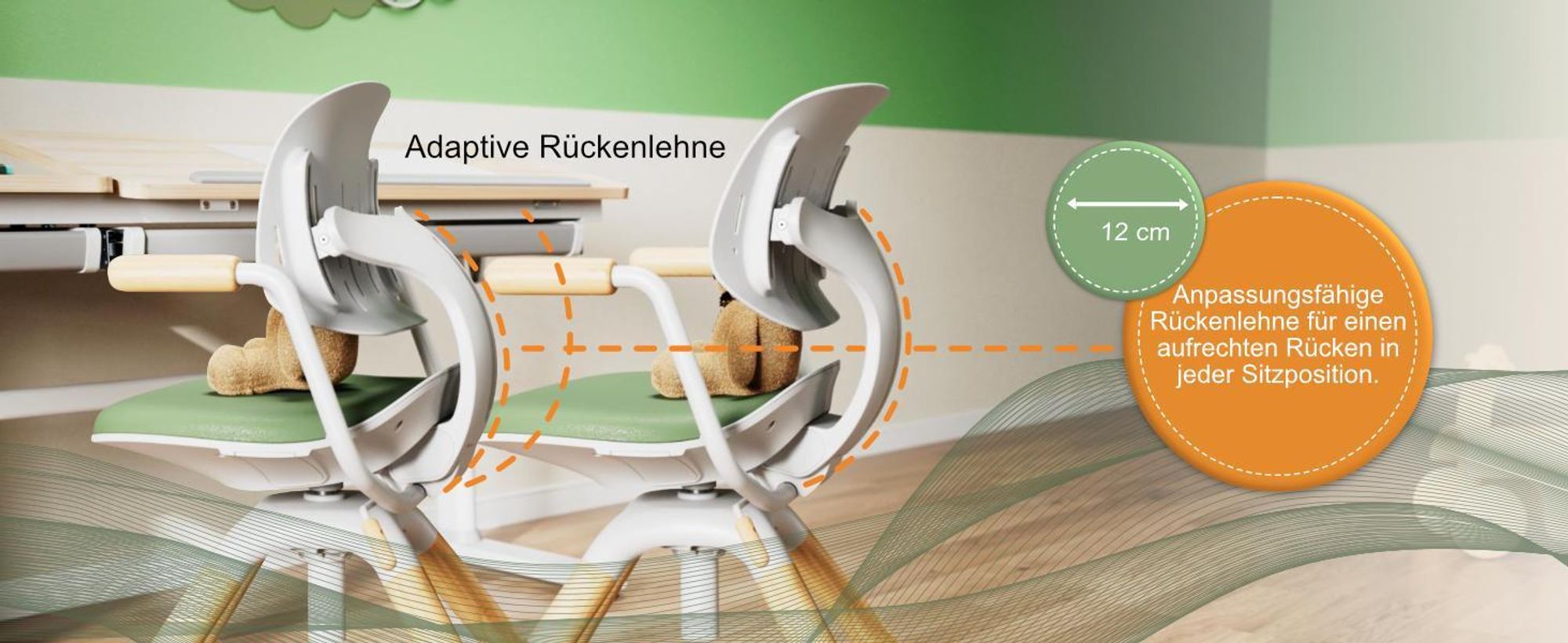 HOKO Kinderschreibtischstuhl höhenverstellbar, 360° drehbarer Kinderstuhl mit verstellbarer Rückenlehne für Schüler und Jugendliche, Rosa, LAURA