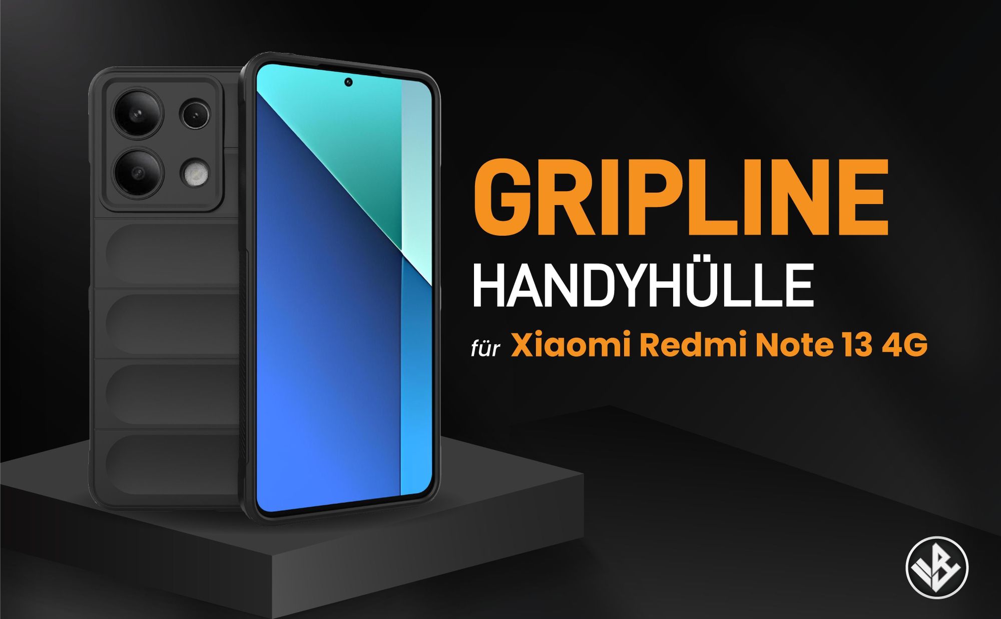 Schwarze ergonomische Grip Schutzhülle für das Xiaomi Redmi Note 13