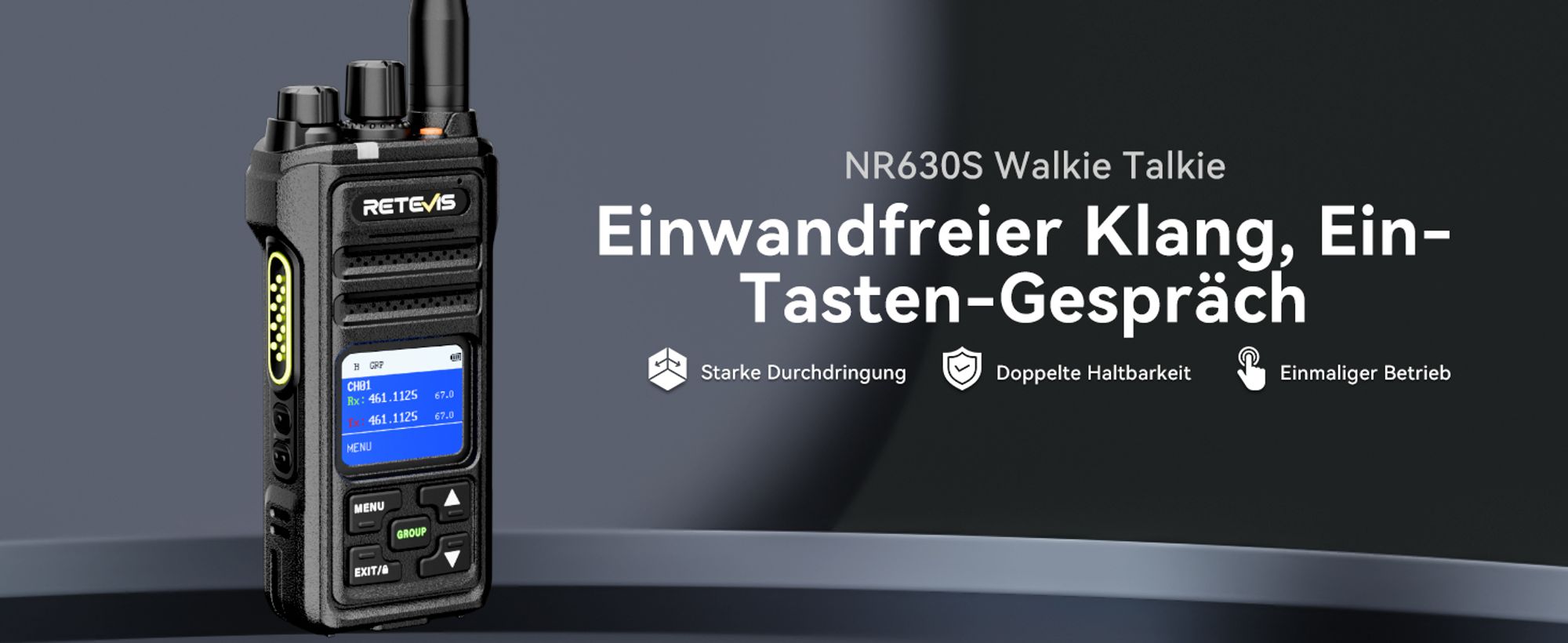 Retevis NR630S Walkie Talkie GroBe Reichweite, wasserdichte Funkgeräte für Erwachsene, IP67, 2800 mAh, KI-Rauschunterdrückung, LCD für die Logistik