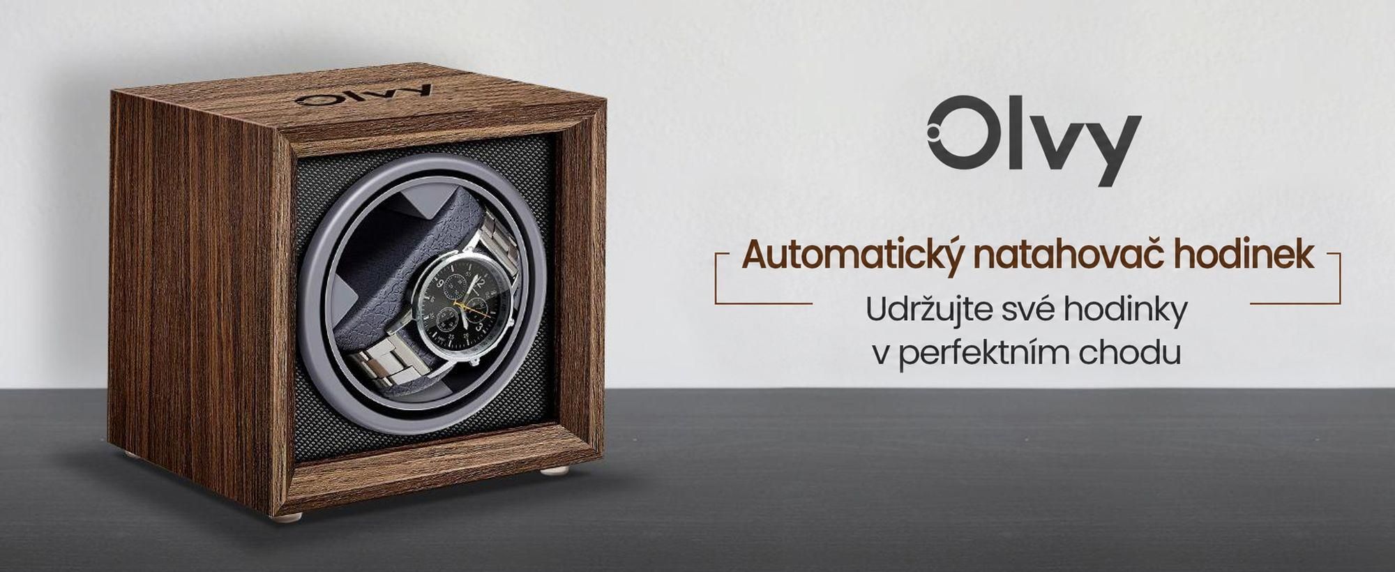 Dřevěný natahovač hodinek Olvy pro automatické hodinky, extrémně tichý motor, natahovač hodinek pro automatické hodinky, automatický natahovač hodinek pro 1 hodinky, natahovač hodinek