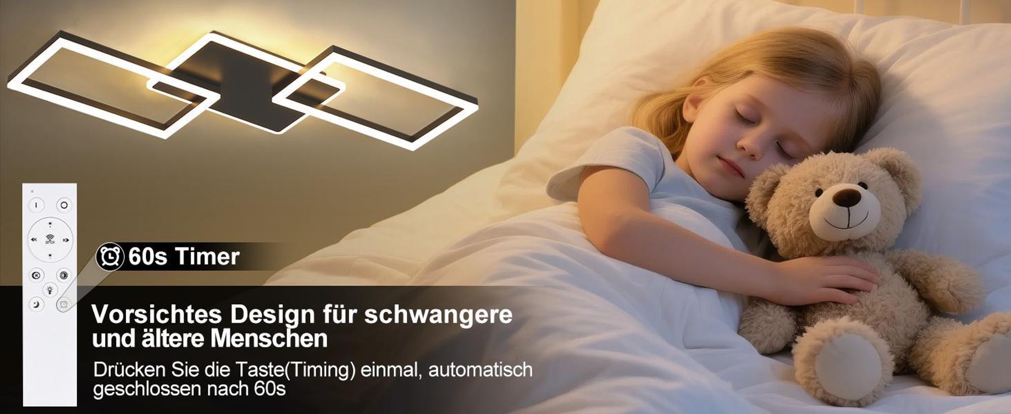 ZMH Deckenlampe Schwarz Wohnzimmer,LED Deckenleuchte Dimmbar mit Fernbedienung,Groß Wohnzimmerlampe,63W,80CM,Modern,Metall Schlafzimmerlampe