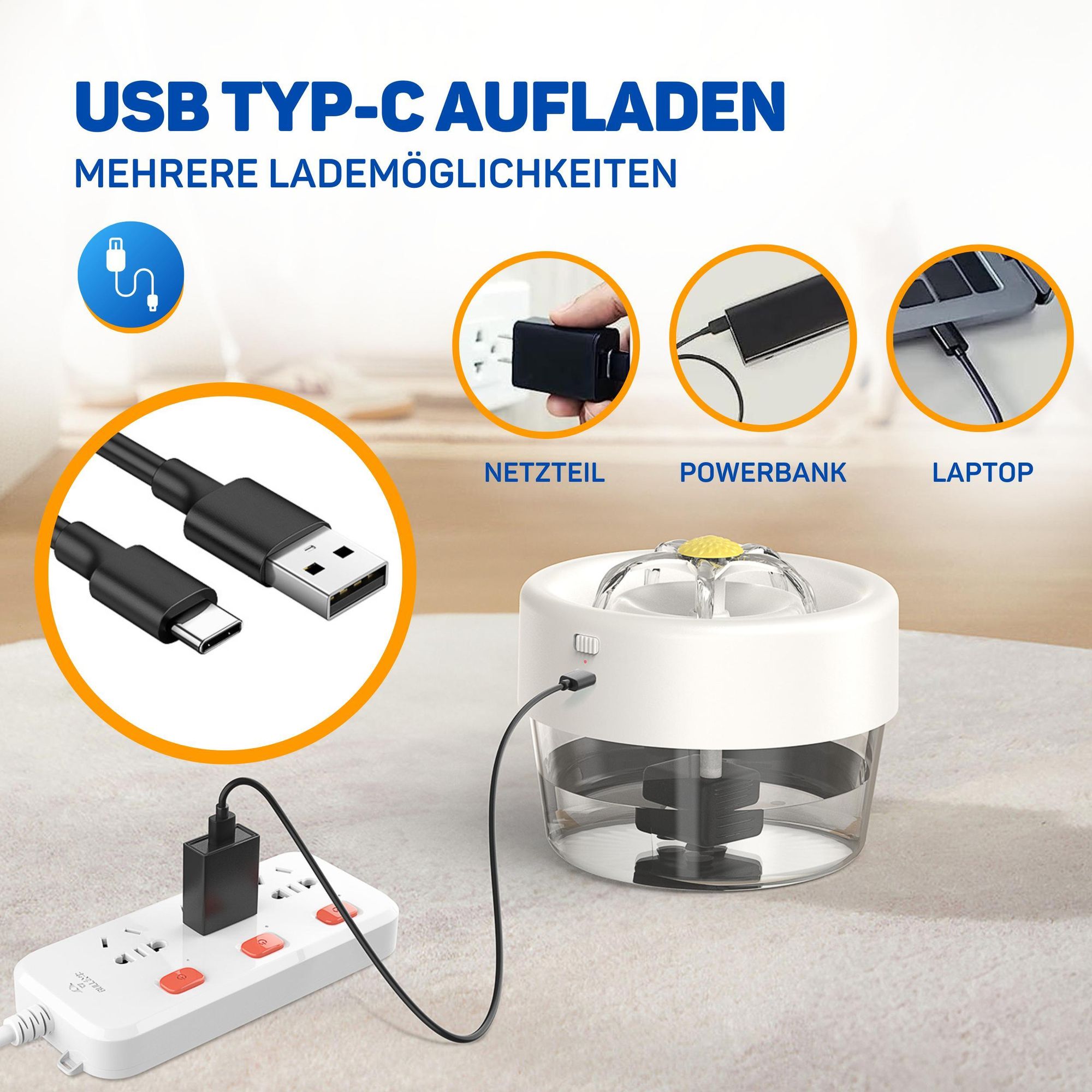 Vulpes Goods Drahtloser Trinkbrunnen für Katzen - 1L | Wiederaufladbar - Katzenbrunnen mit Batterie | 360° Katzen Wasserspender mit Bewegungsmelder