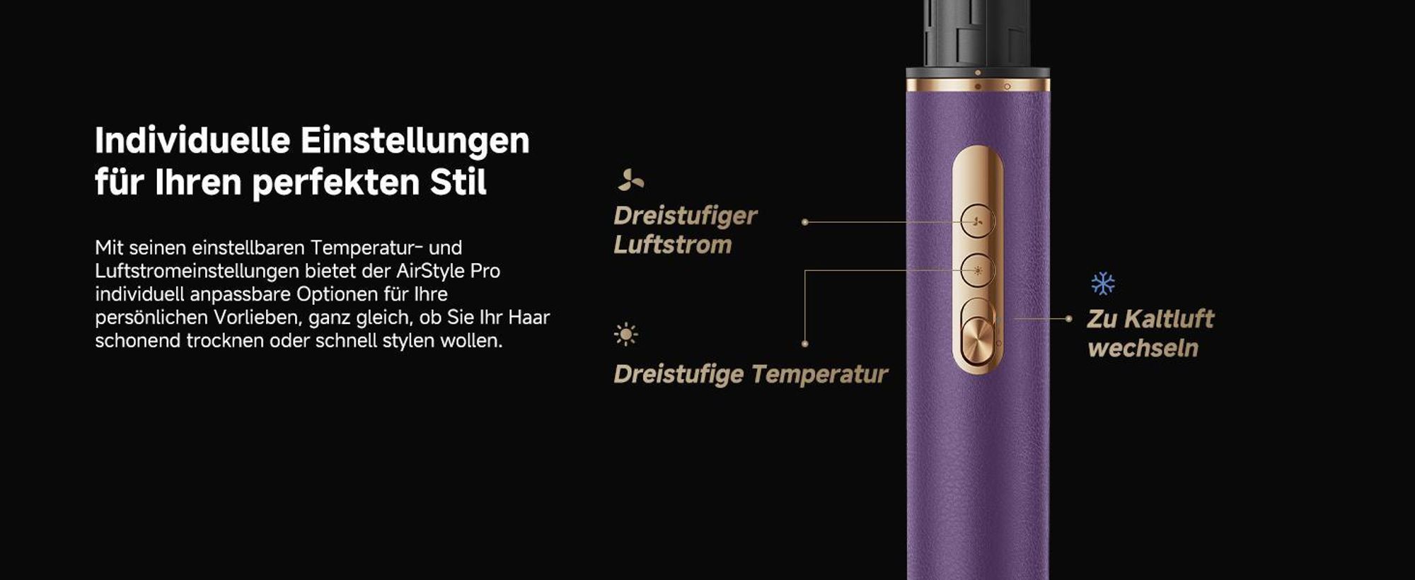 Dreame AirStyle Pro,7in1-Multistyler,Schnelltrocknend,2 Lockenaufsätze,Volumen für das Haar,glättende Bürste,Kräusel-Reduzierung,2026Neue Version,Lila