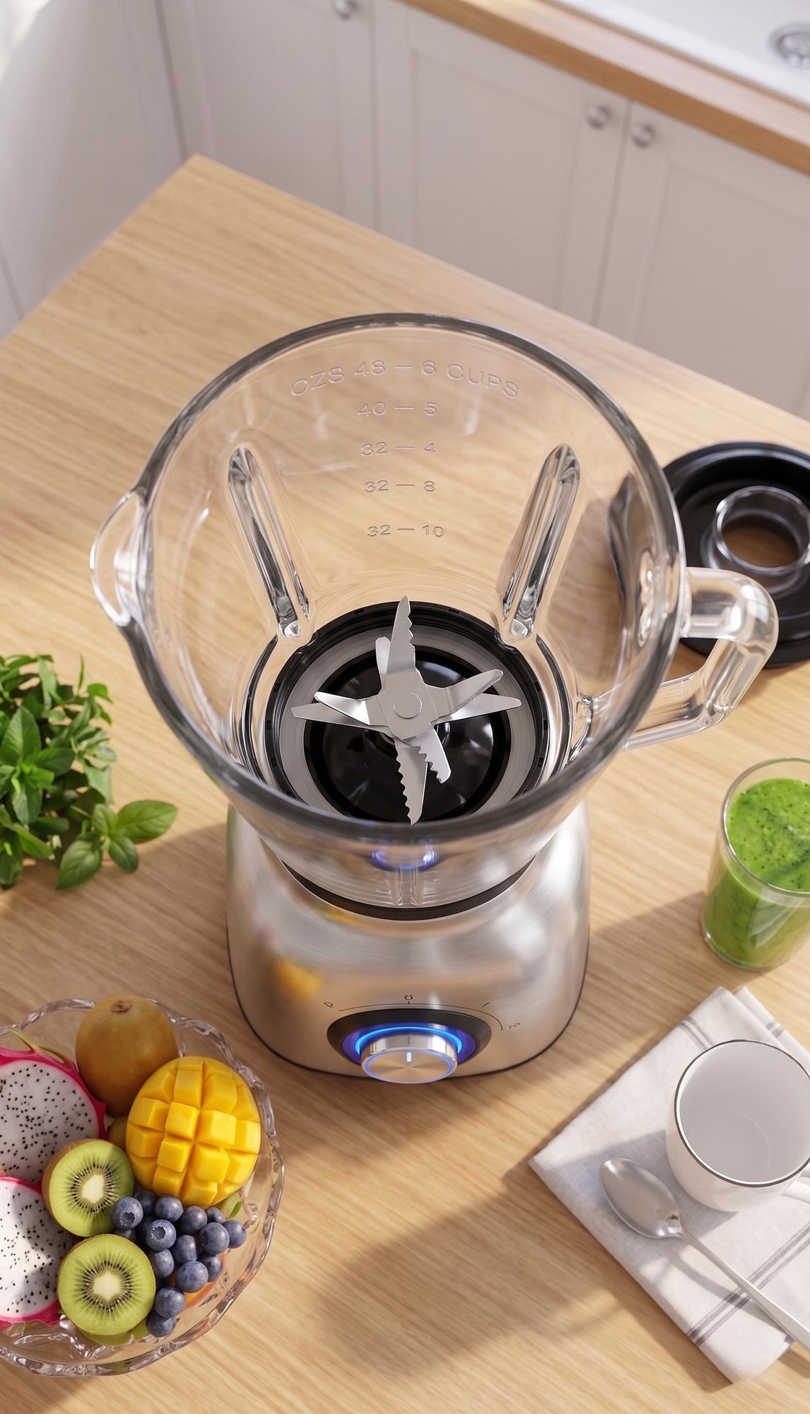 Multifunktionale Küchenmaschine 3-in-1 Standmixer, 1200ML Hochwertiger Glasbehälter, 1200W, Edelstahlklingen, mit Pulsfunktion