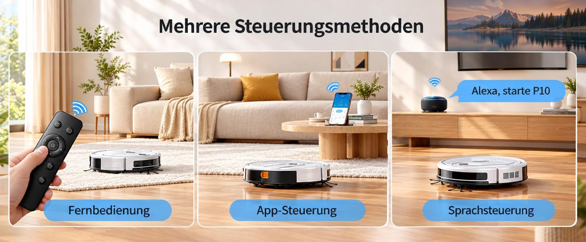 Laresar P10 Saugroboter 8000 Pa, 3-in-1 Reinigung, Teppich-Booster, Bis zu 120 Minuten, HEPA-Filter, 3 Modi, Fernbedienung, App- und Sprachsteuerung