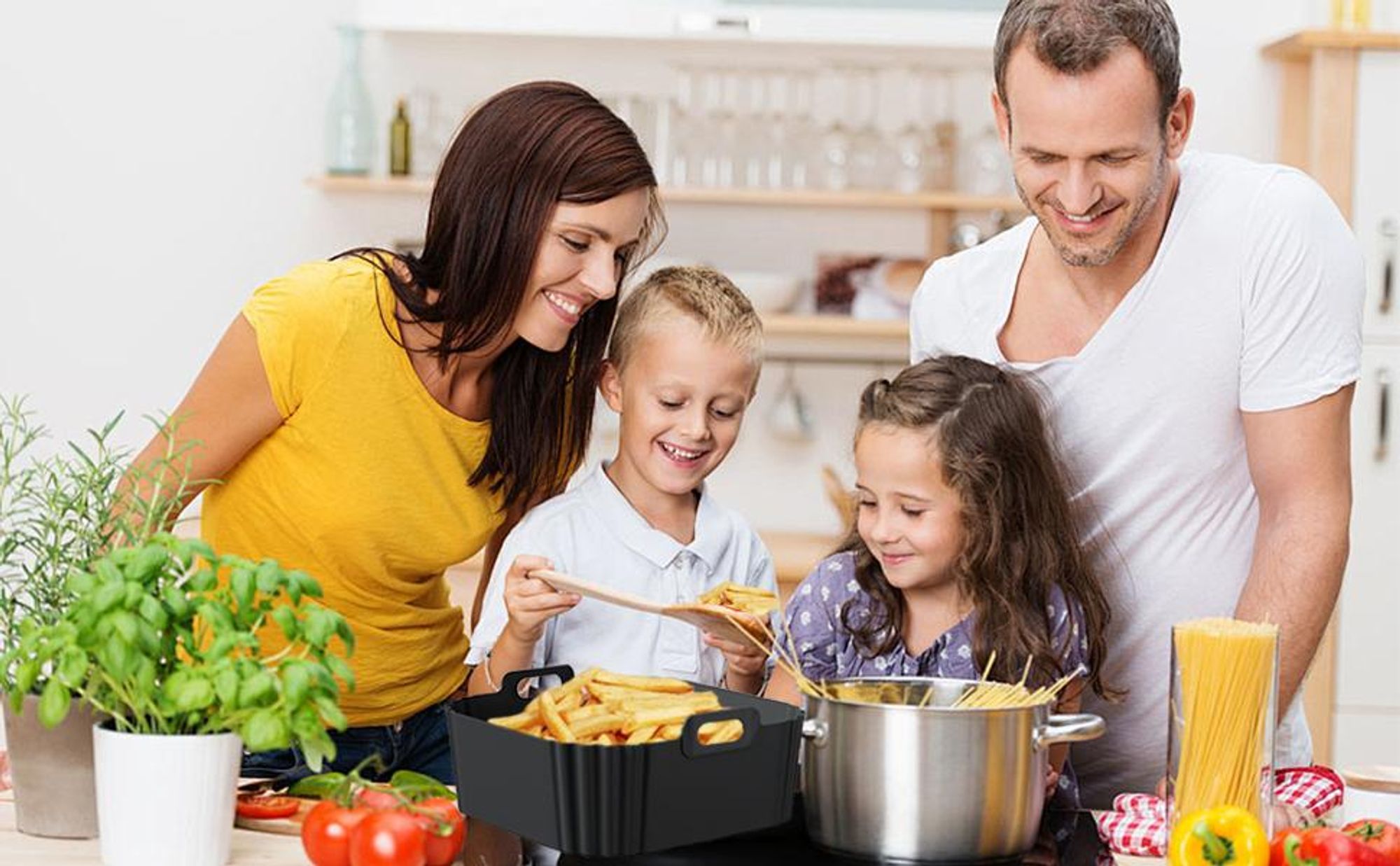 Airfryer Zubehör Set Silikon, 22.5cm Silikonform mit 2 Mini-Ofenhandschuhen, BPA-frei, Antihaft, spülmaschinengeeignet, bis 230℃, für 4.7–7.2L
