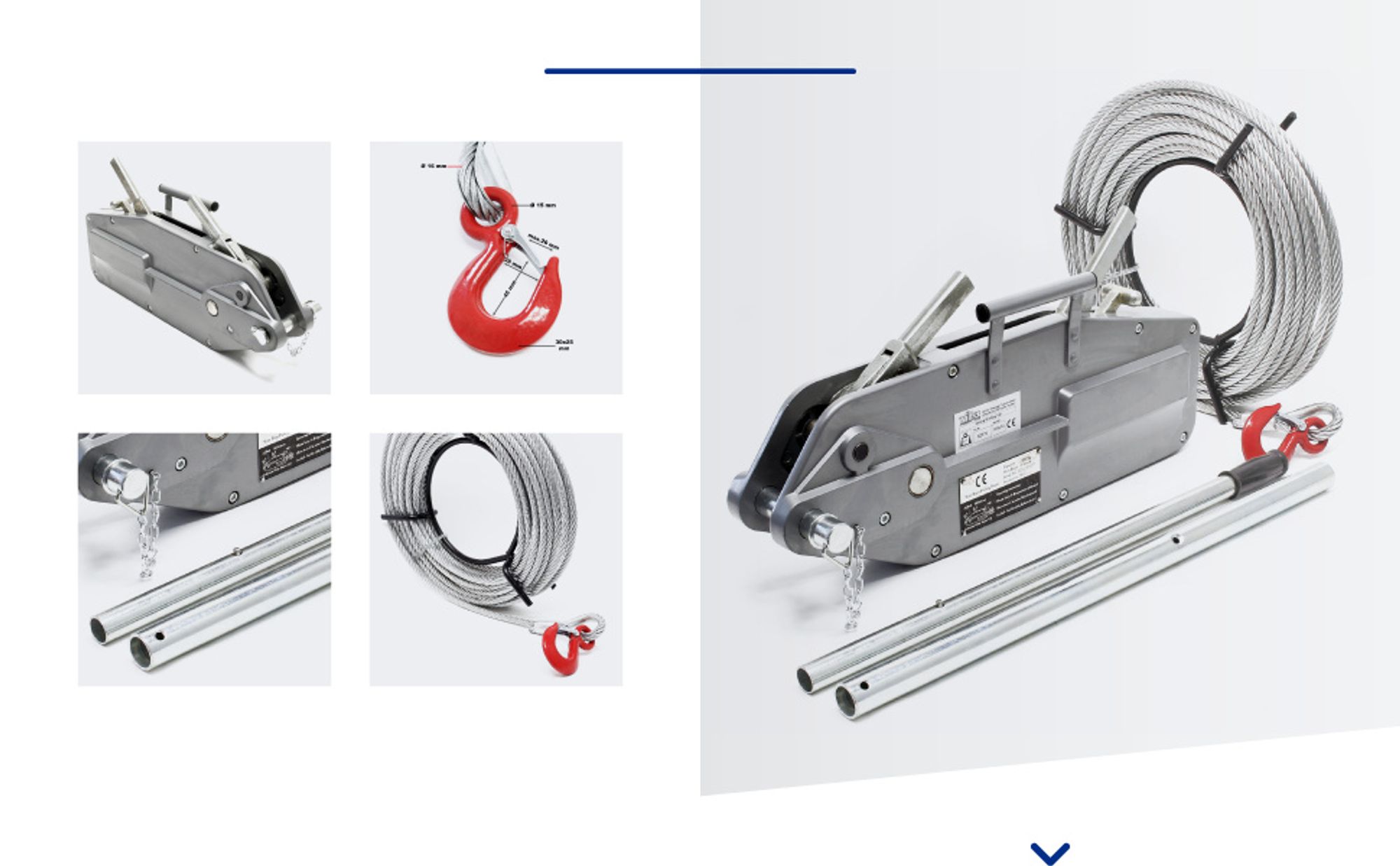 Wiltec Seilzug bis 800 kg Seilwinde mit 20 m Seil, Handseilwinde mit Ø 8,3 mm Stahl-Seil, Forstseilwinde mit Abscherstift, Handseilzug mit Lasthaken