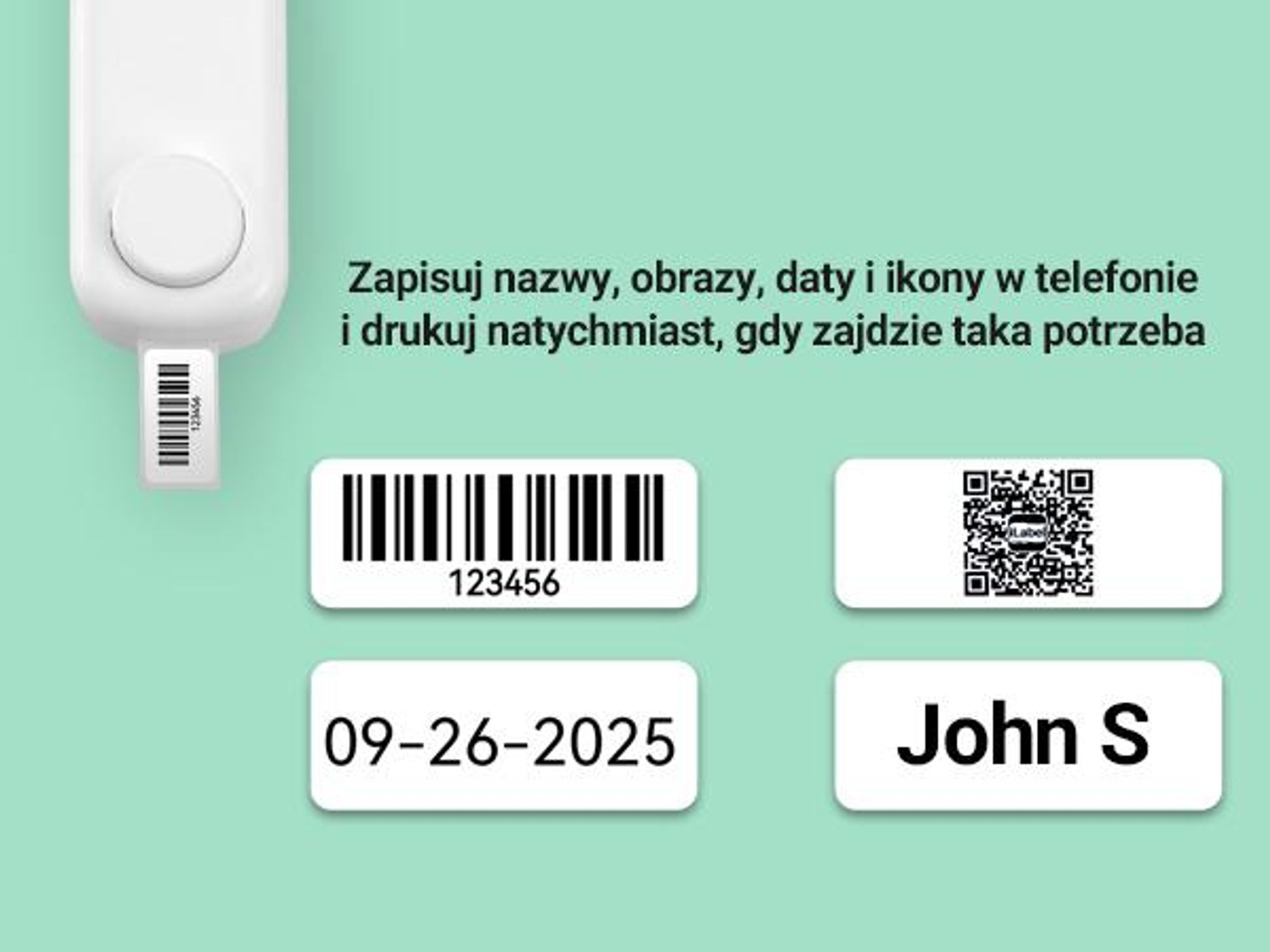 Mini drukarka etykiet z Bluetooth, ponad 1700 symboli, z akumulatorem – August LBP160W