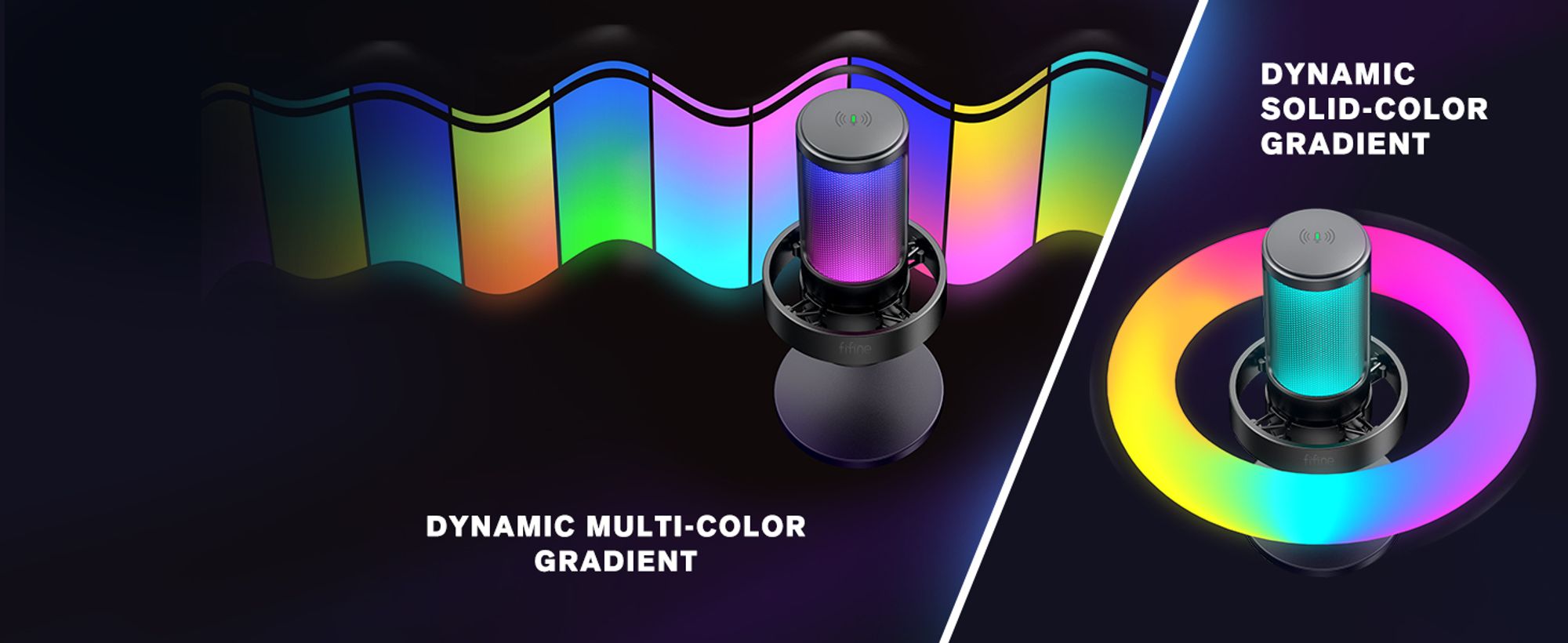 FIFINE Microphone USB set Podcast Studio PC Kondensator Gaming RGB-Steuerung, Stummschalter
