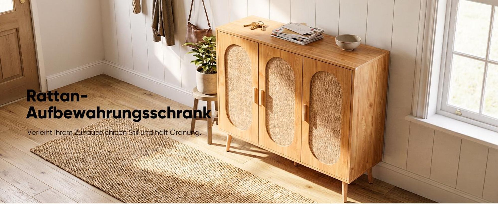HOKEEPER Schuhschrank aus Holz, Schmaler Doppeltür (87x40x100cm),Shoe Cabinet, Schuhkipper für bis zu 24 Paar Schuhe, Schuhkommode