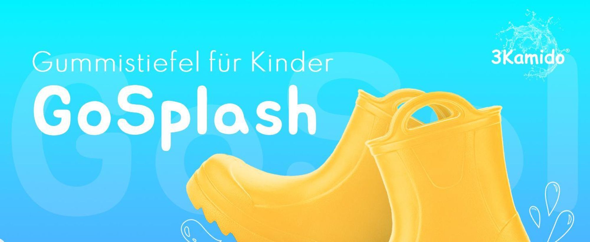 3Kamido GoSplash Kindergummistiefel, sehr leicht und bequem, wasserdicht, mit Griff zum einfachen Anziehen und rutschfester Sohle - Rosa 35/36