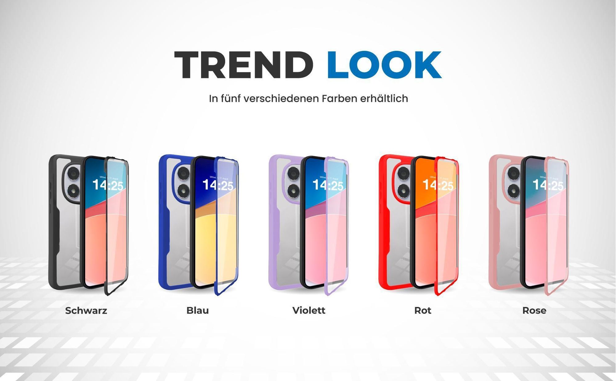 360 Grad Cover Front Back für Xiaomi Redmi Note 14 Pro 5G / Pro+ 5G in verschiedenen Farben