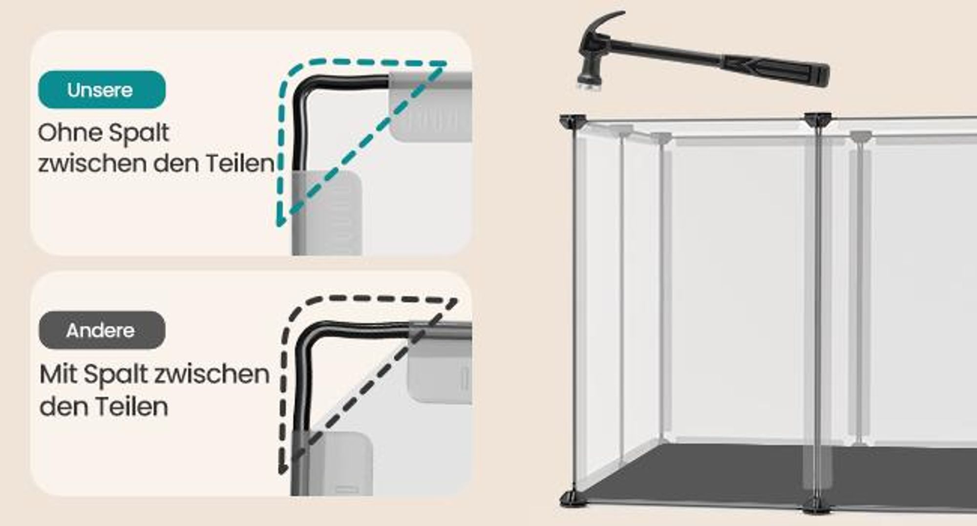SONGMICS Kleintiergehege mit Bodenplatten, Gehege mit wasserfester Unterlage