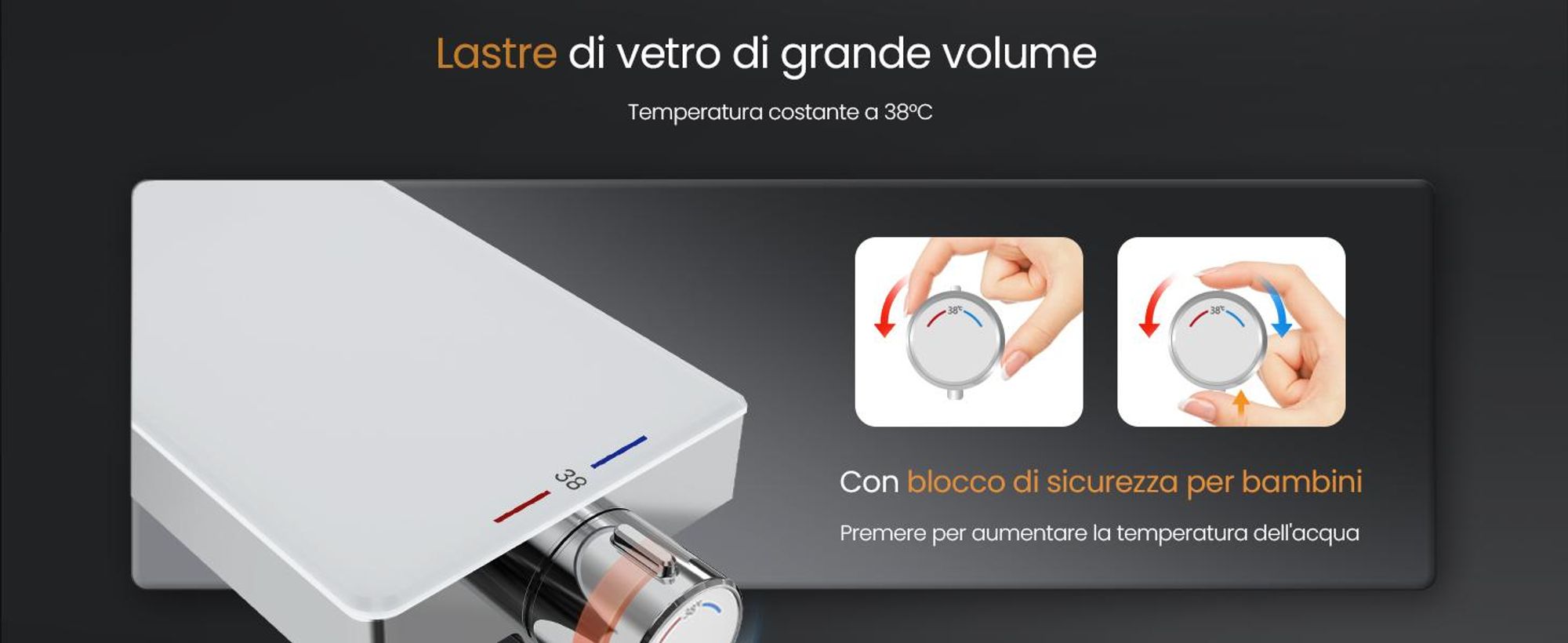 Sistema doccia EMKE con termostato - set di rubinetteria per doccia in acciaio inox, doccetta a 3 getti, doccia a pioggia rotonda, rubinetteria per vasca e doccia, cromo F22