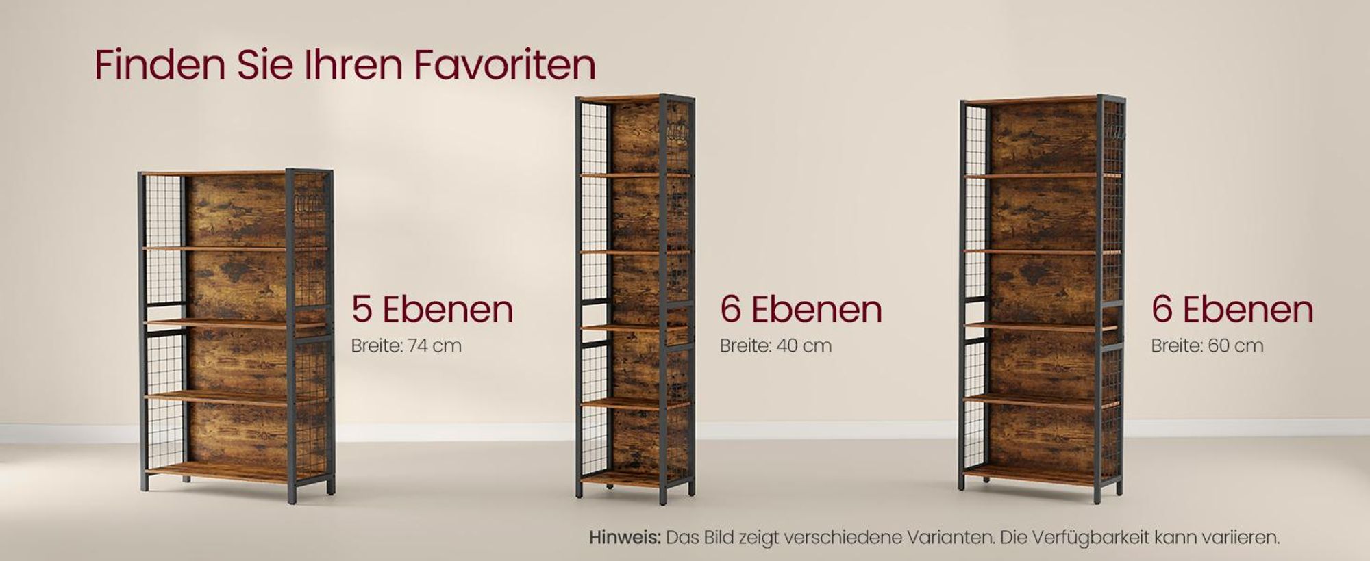VASAGLE Bücherregal, Büroregal, Küchenregal, Standregal mit 6Ablagen, 4 S-Haken, 30 x 40 x 175,6 cm, für Büro, Wohnzimmer, Arbeitszimmer
