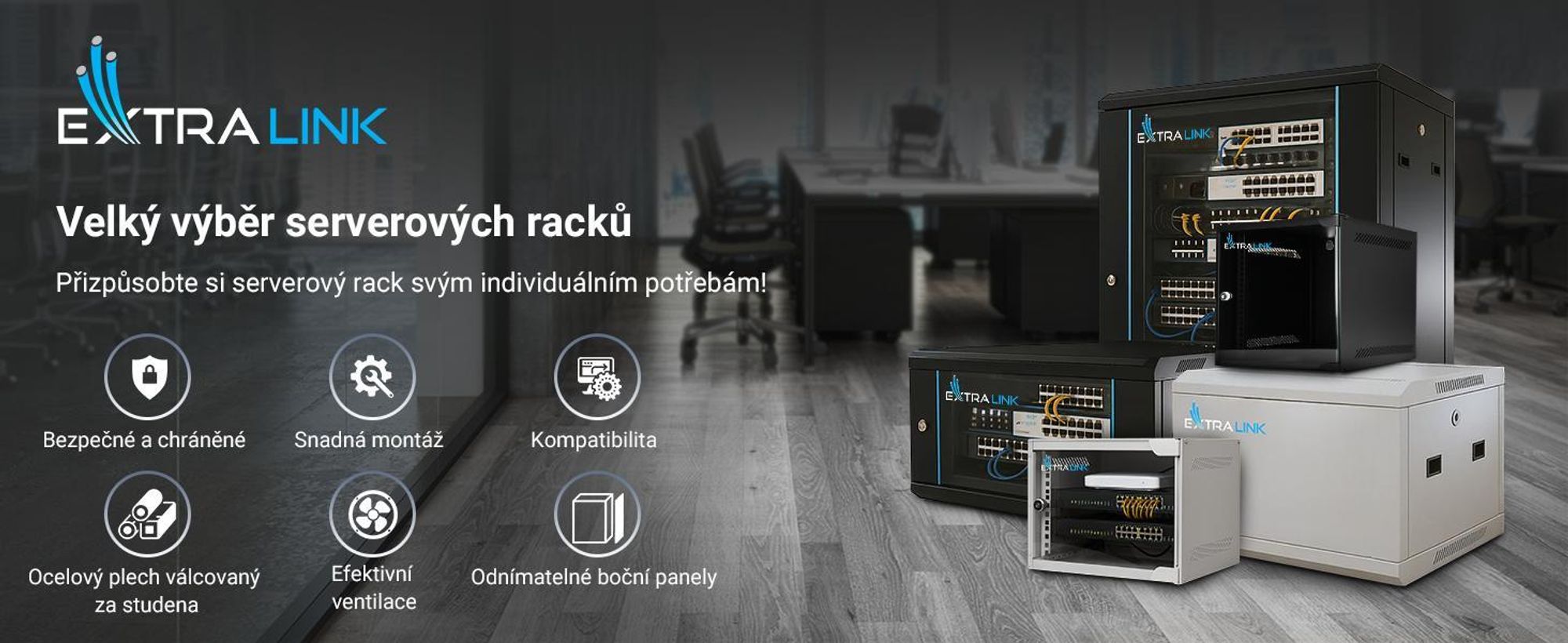 Extralink 4U nástěnný rack 10'' 280x310 mm černý