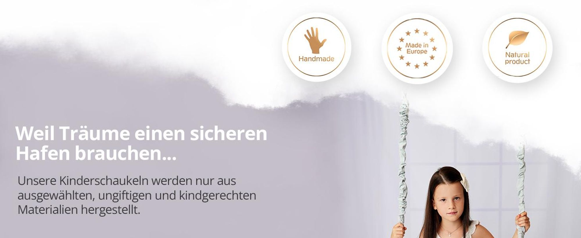 Create for you® - Kinderschaukel Indoor, Große Kinderschaukel aus Holz, Rosa