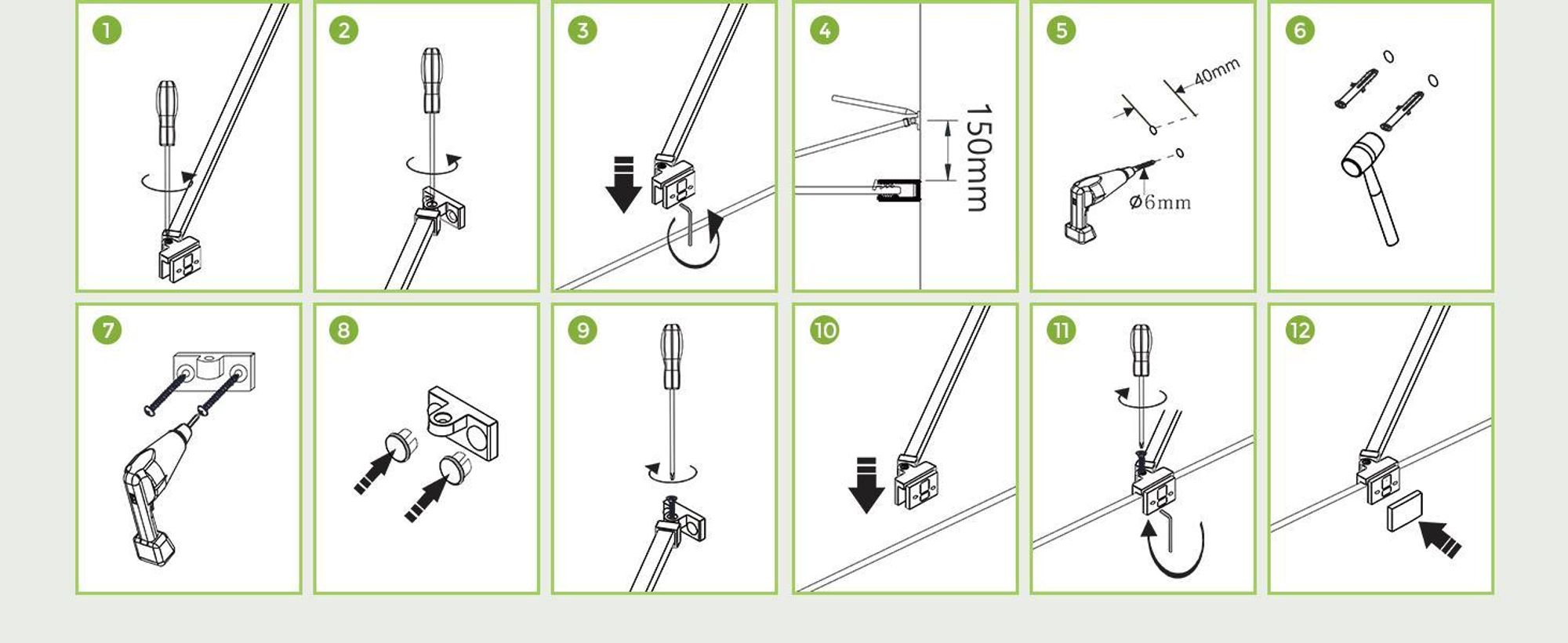 S'AFIELINA Stabilisateur de cabine de douche Barre de stabilisation en alliage d'aluminium pour paroi de douche épaisseur de verre 5-6mm, support mural longueur de réglage 500mm ,2 pièces