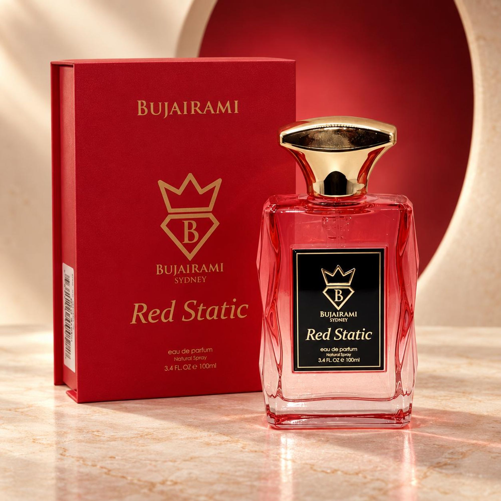 Bujairami Red Static Eau de Parfum 100 ml – Unisex Parfum – Fruchtig-floraler Duft