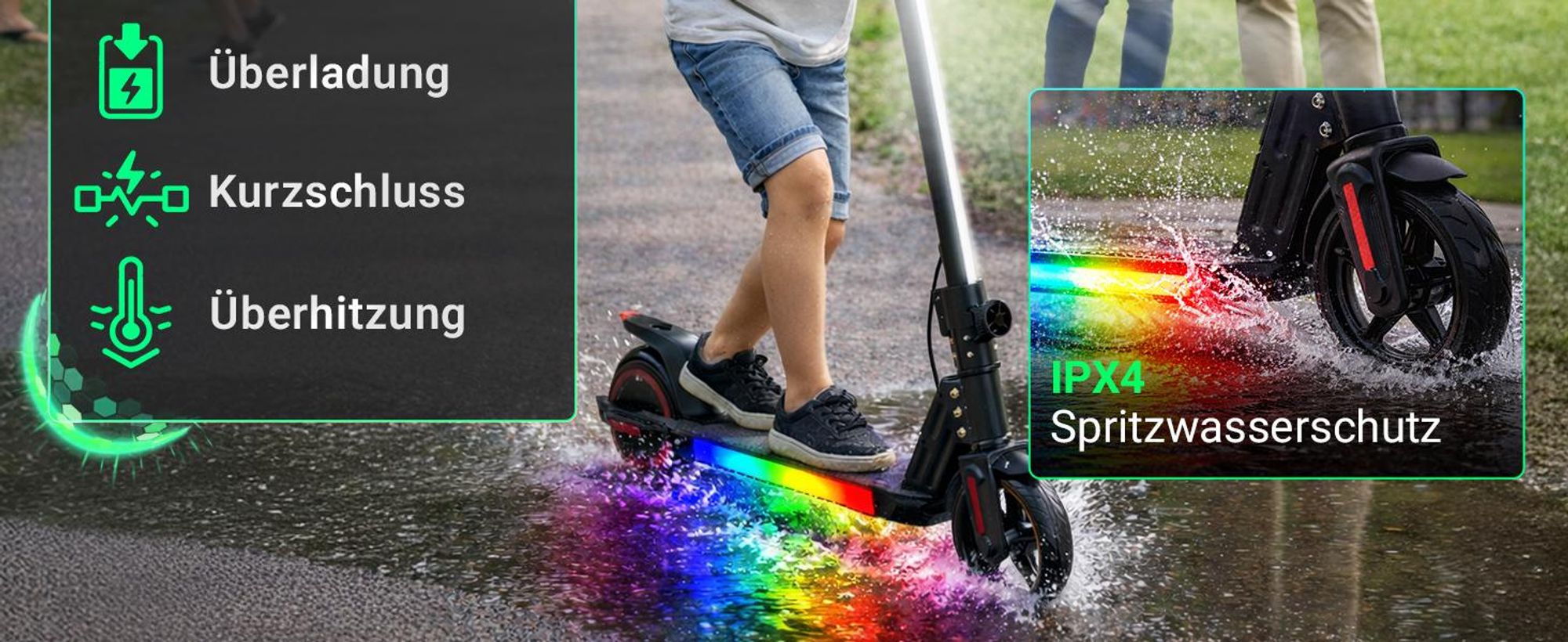 eFlux Kinder Elektroroller K1 | Faltbarer E Scooter - Elektroscooter - LED Display & Beleuchtung - 16 km/h - bis zu 15 km Reichweite - ab 6 Jahre
