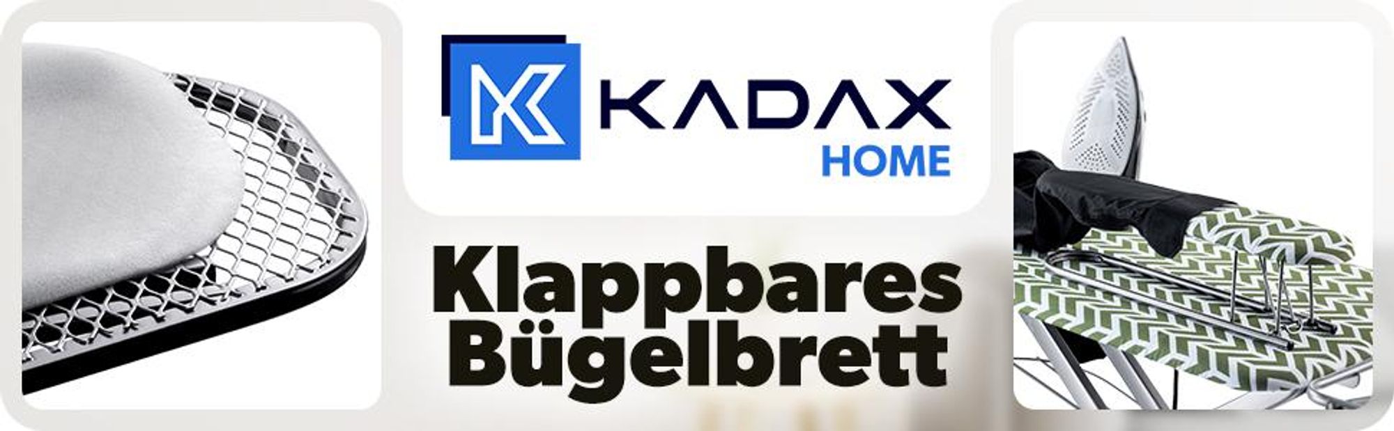 KADAX Bügelbrett mit Steckdose "Aleglo", Bügeleisenablage und Ärmelbügeltisch, 130cm, Grün