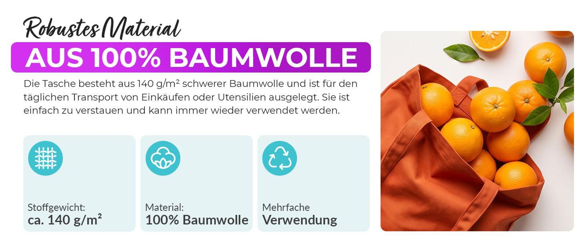 EllaTex Baumwolltasche 28x32 cm – Stoffbeutel aus 100% Baumwolle mit kurzen Henkeln, in Farbe: Schwarz