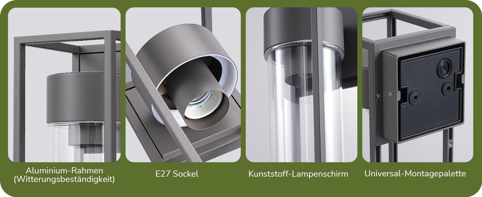 EDISHINE Wandleuchte Innen & Aussen, Modern Wandlampe IP44, Wandbeleuchtung für Hauswand, Terrassenbeleuchtung, Balkon, Anthrazite