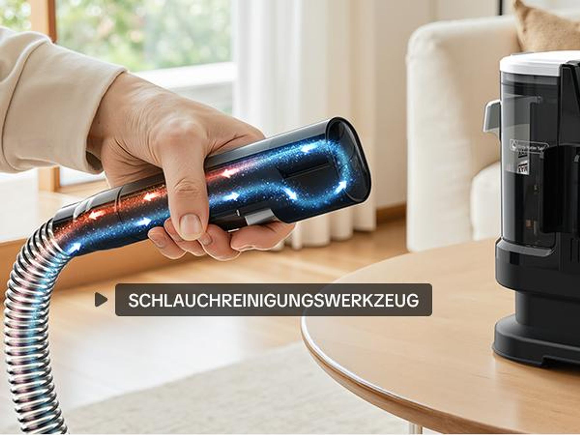 Lubluelu Teppichreiniger Waschsauger 15000 Pa / 600 W, Nasssauger für Teppich, Polster & Auto, Großer Wassertank, Lange Kabel, inkl. Zubehör, black,A6