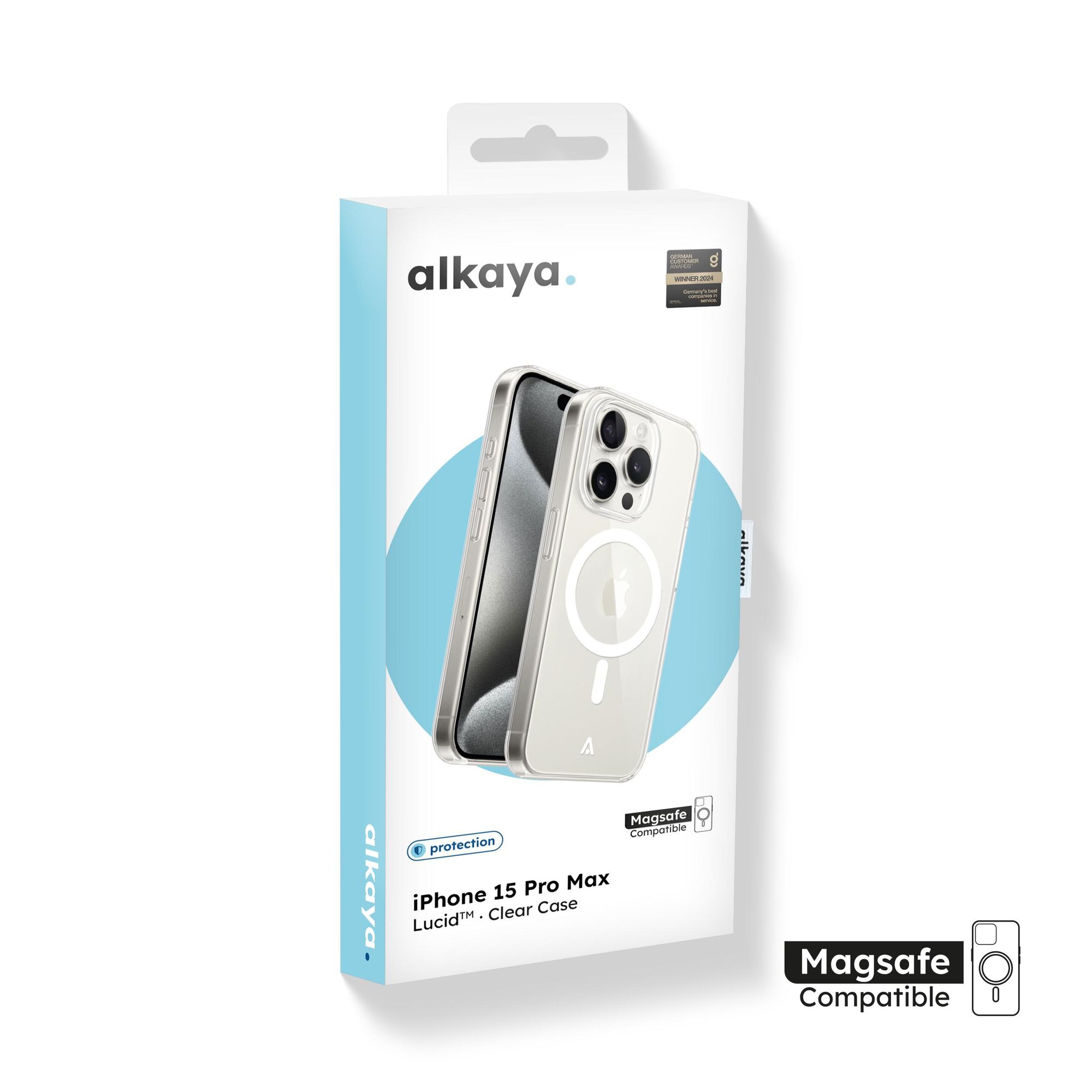 alkaya. LUCID kompatibel mit MagSafe iPhone 15 Pro Max Schutzhülle, Handyhülle, Silikonhülle - Transparent