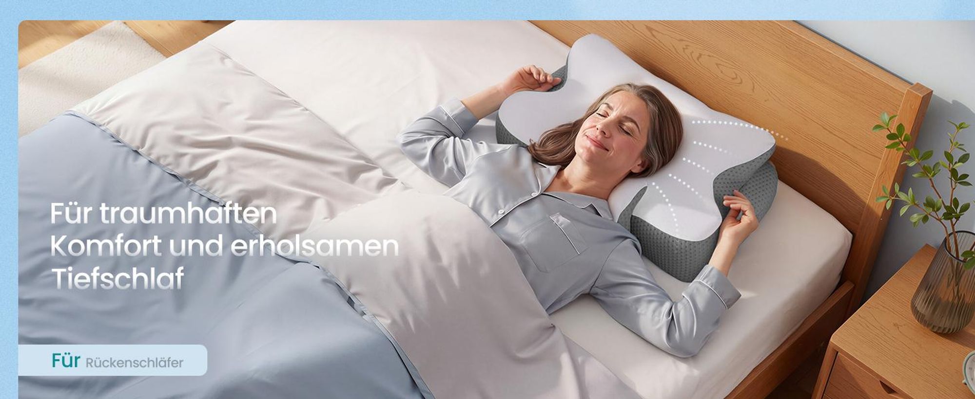 SONGMICS Kopfkissen, Kissen ergonomisch, Nackenkissen kühlend, höhenverstellbar, Memory Foam Kissen, weiß-grau