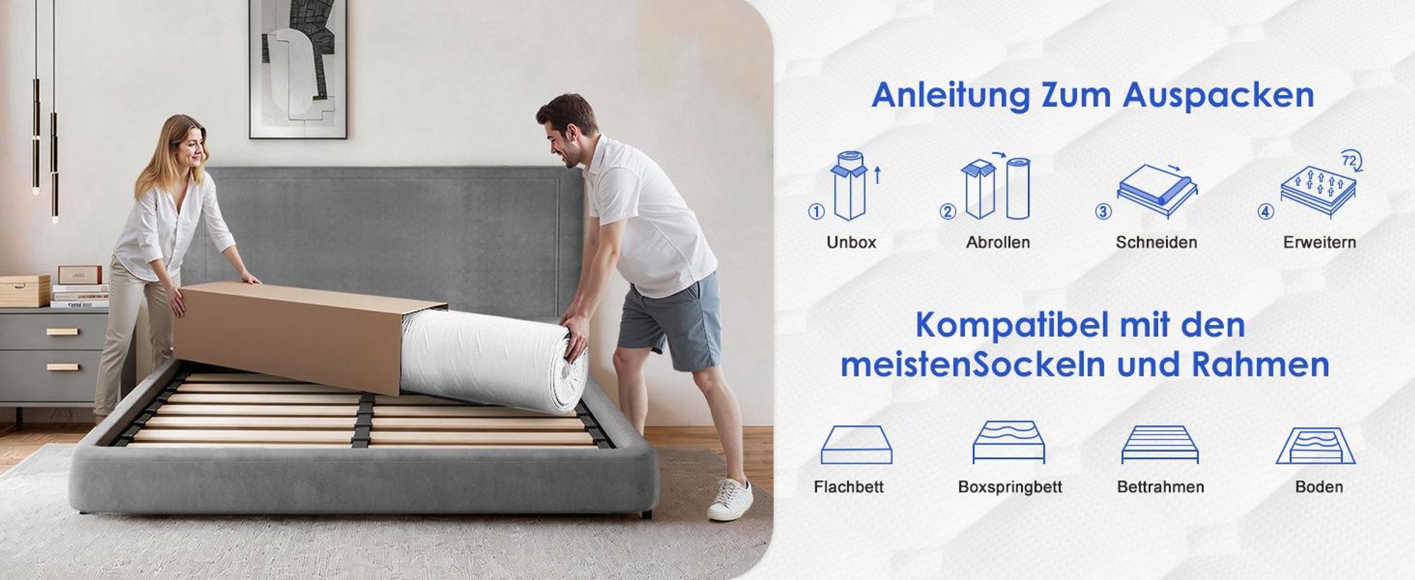 Hiazurm Matratze 140x200 cm, 7-Zonen Federkernmatratze mit Spannbettlaken, Höhe 22cm, H3, Taschenfederkernmatratze, Premium Taschenfederkern