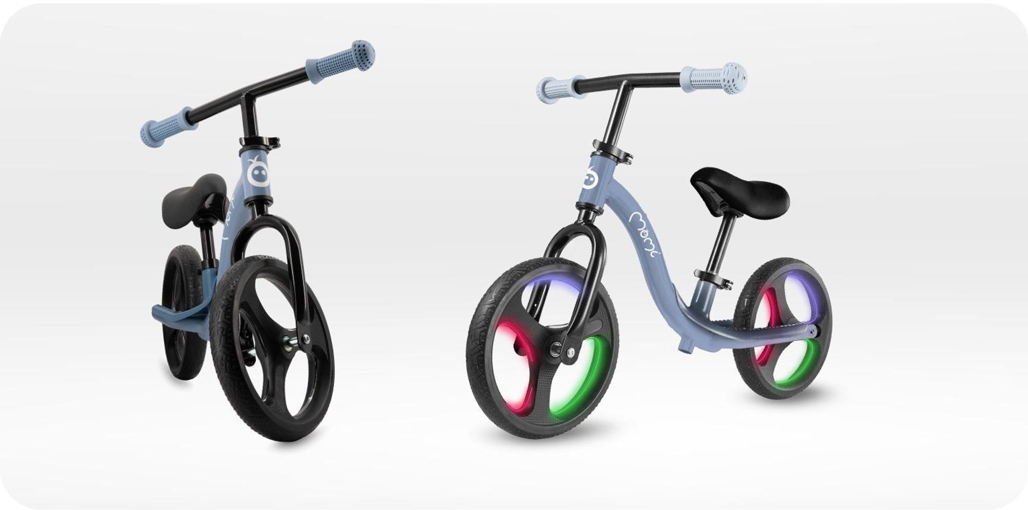 MoMi ISOKA Laufrad Kinder Fahrrad - Balance Bike – TPR-Räder mit LED, ab 2 Jahren bis 35 kg - Blau