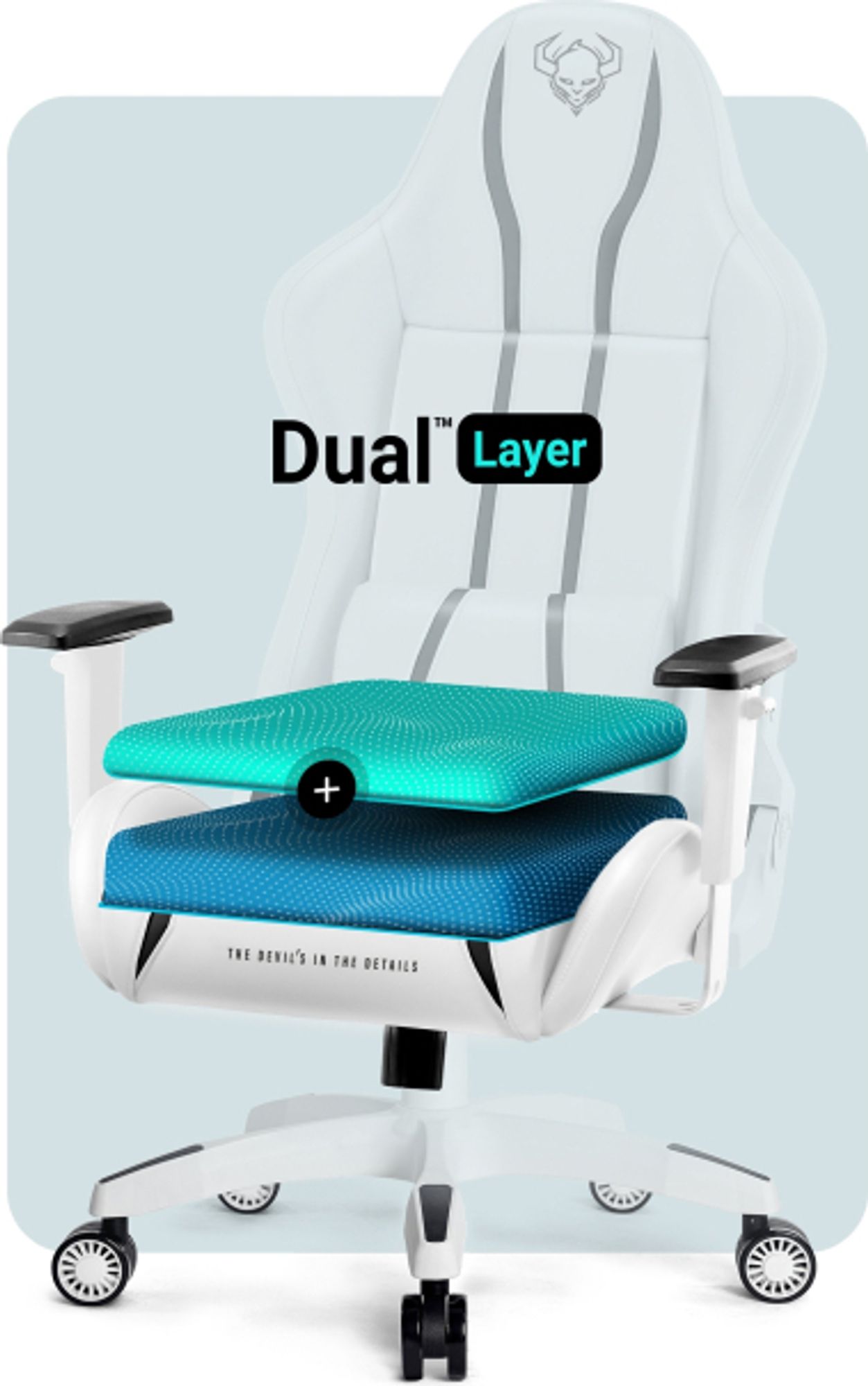 Diablo X-One 2.0 Gaming Stuhl Bürostuhl Schreibtischstuhl Verstellbare Armlehnen Ergonomisches Design Nacken/-Lendenkissen, Farbe: Weiß, Größe King