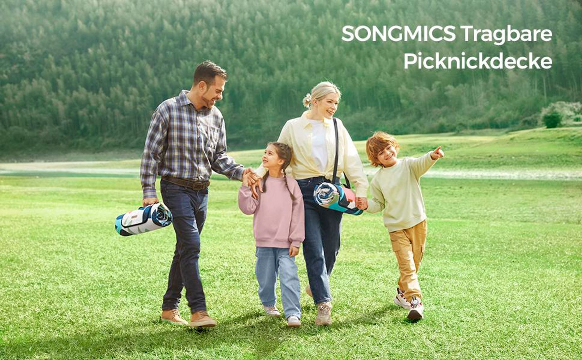 SONGMICS Picknickdecke, 200 x 200 cm, wasserdicht, maschinenwaschbar, bunte Blätter