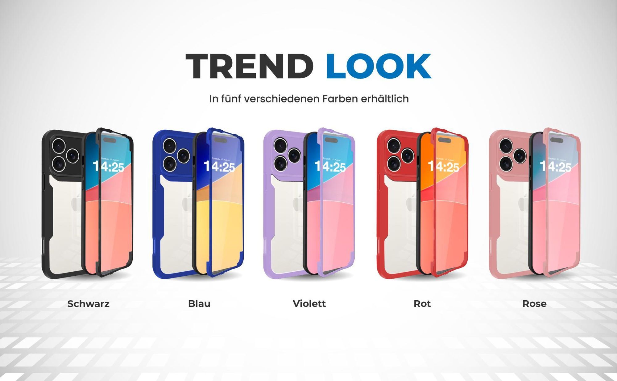 360 Grad Cover Front Back für Apple iPhone 17 Pro in verschiedenen Farben