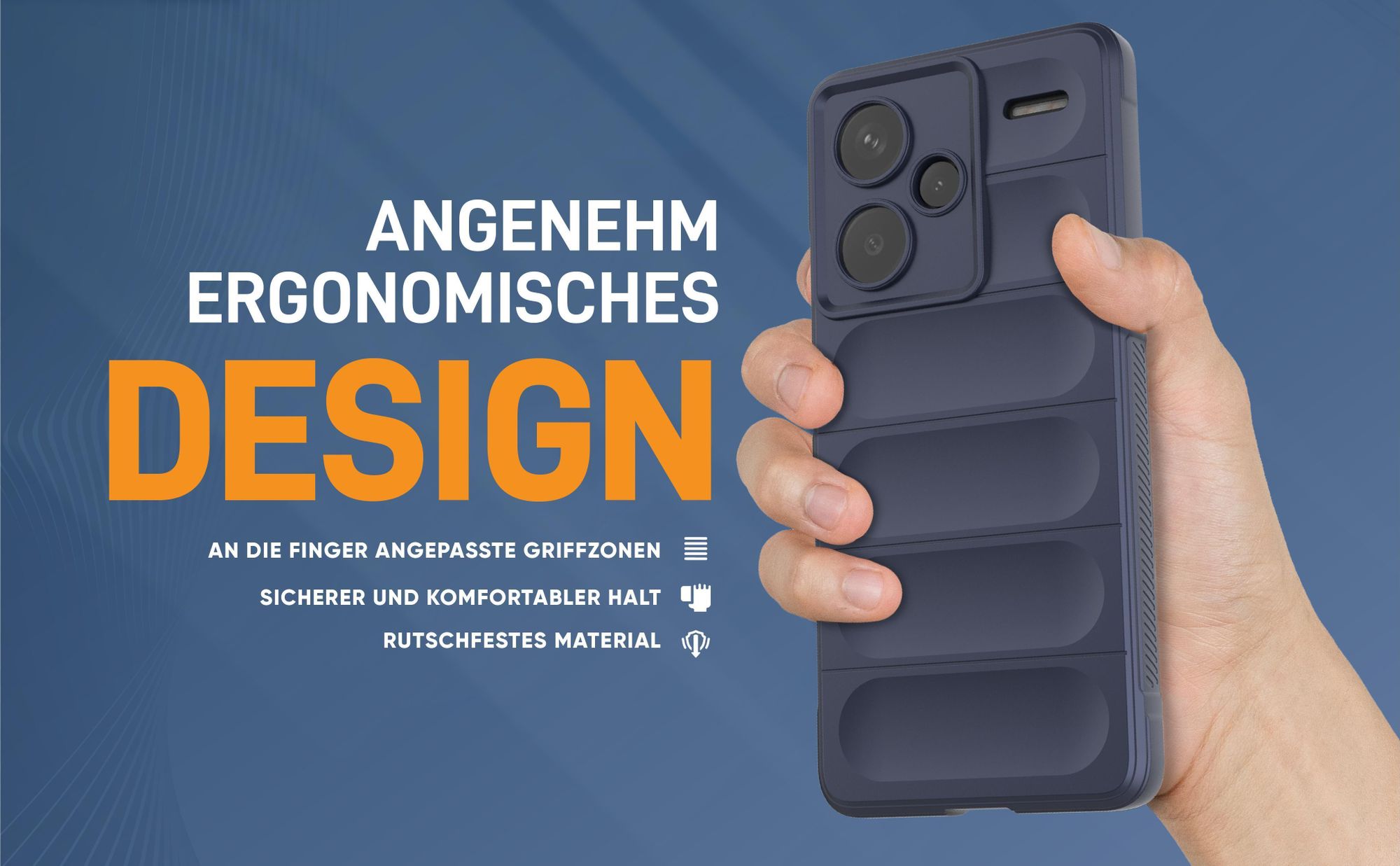 Blaue rutschfeste Hülle für Xiaomi Redmi Note 13 Pro+ 5G mit weichem Mikrofaser Inlay