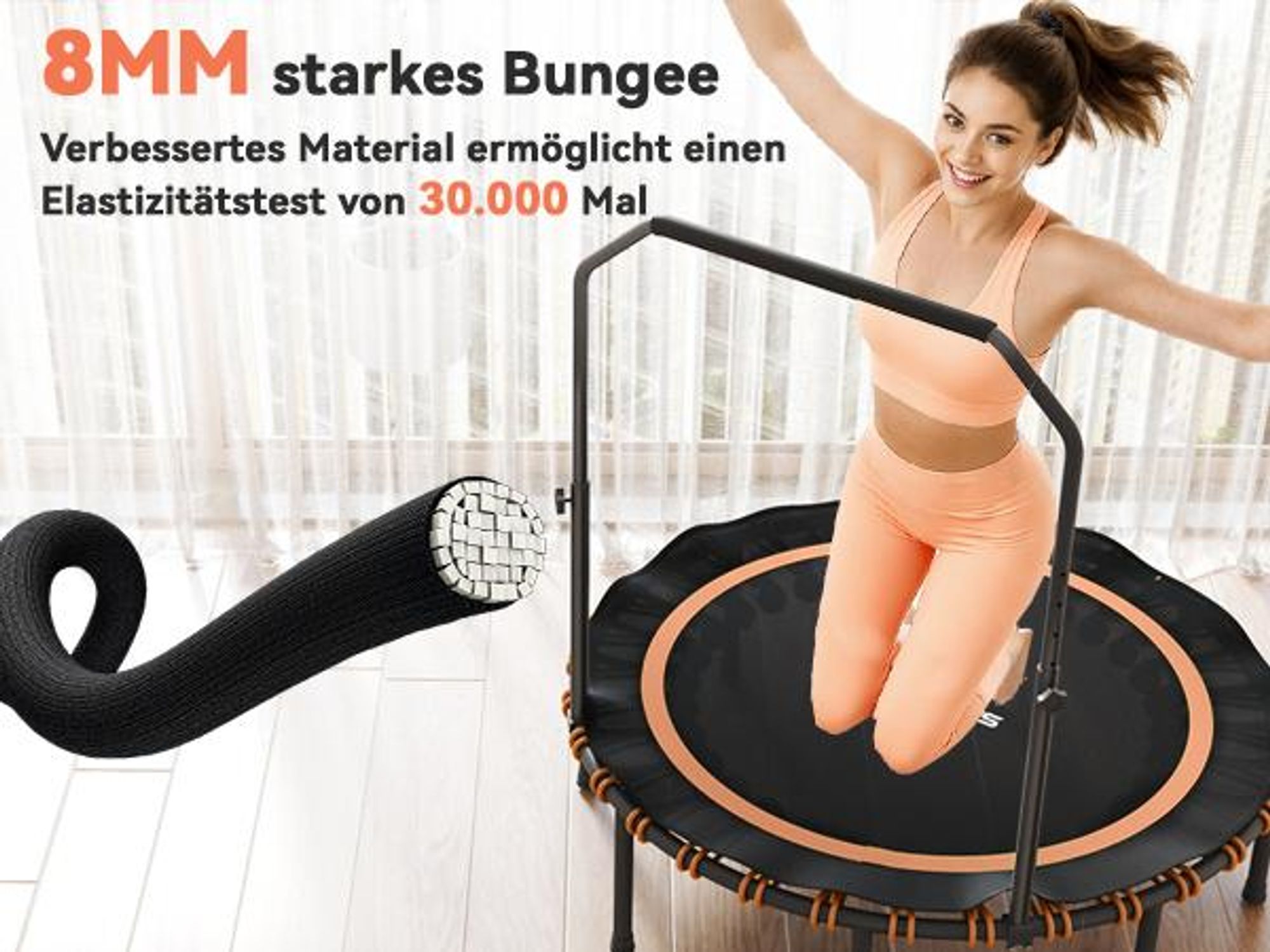 SPORTNOW Fitness Trampolin klappbar Ø122cm Mini Trampoline mit 5 Handgriffstufen