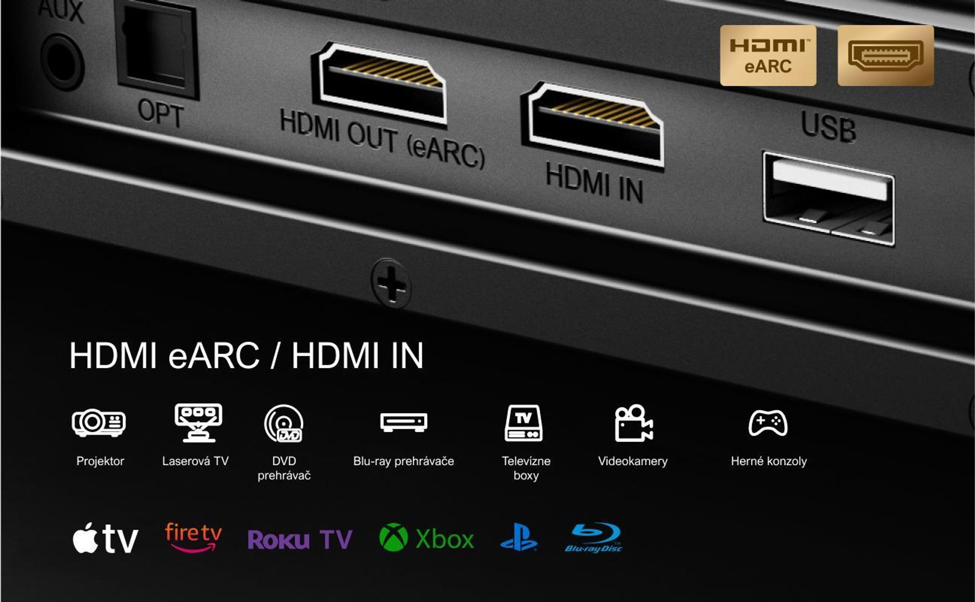ULTIMEA 5.1.2-kanálový soundbar pre TV prijímače s Dolby Atmos, systém priestorového zvuku domáceho kina so subwooferom pre zvuk kina, HDMI/Opt/Bluetooth