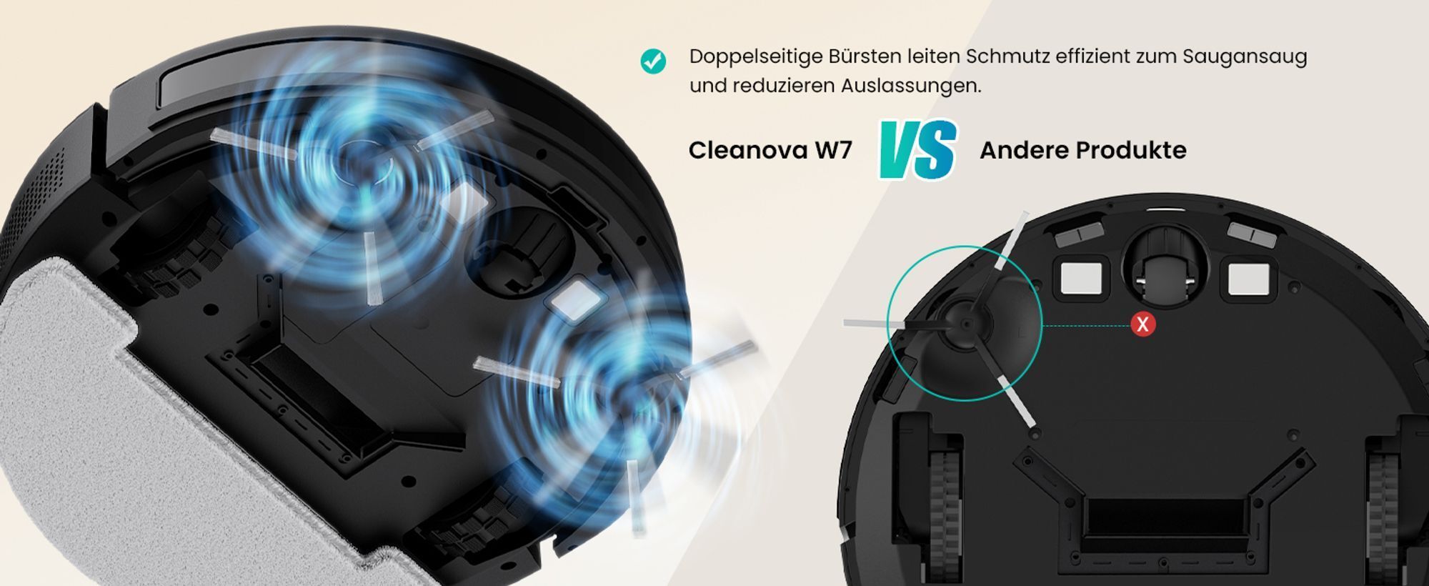 Vactidy W7 Saugroboter mit Wischfunktion, 4000Pa 120Min Staubsauger Roboter für Tierhaare