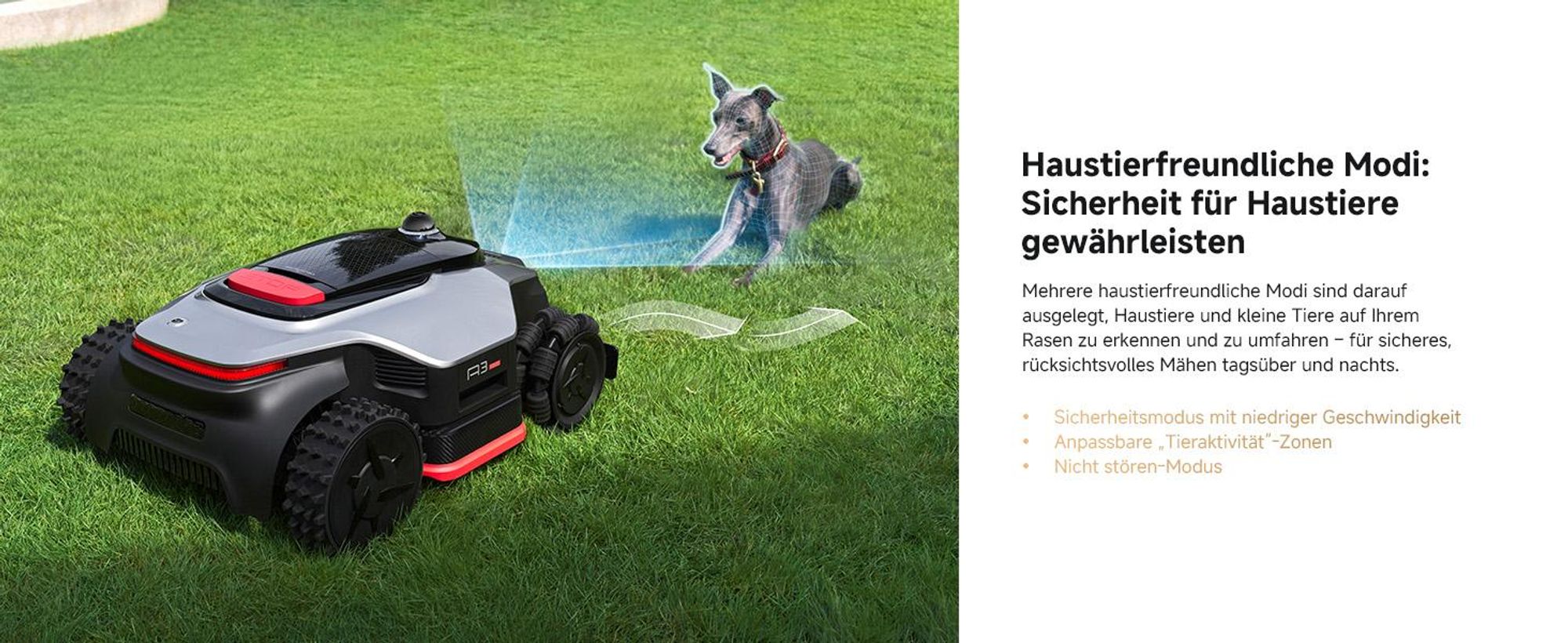 DREAME A3 AWD Pro-3500 Mähroboter,OmniSense 3.0,360° 3D LiDAR,KI binokulare Sicht＆automatische Kartierung, Allradantrieb mit Nabenmotoren,3500㎡,38,7°