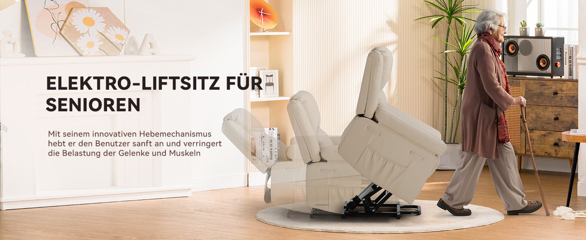 COMHOMA Massagesessel Elektrischer Relaxsessel XL 200kg belastbar, gemütlich und weich Ergonomischer Messagesessel Liegesessel für ältere Menschen