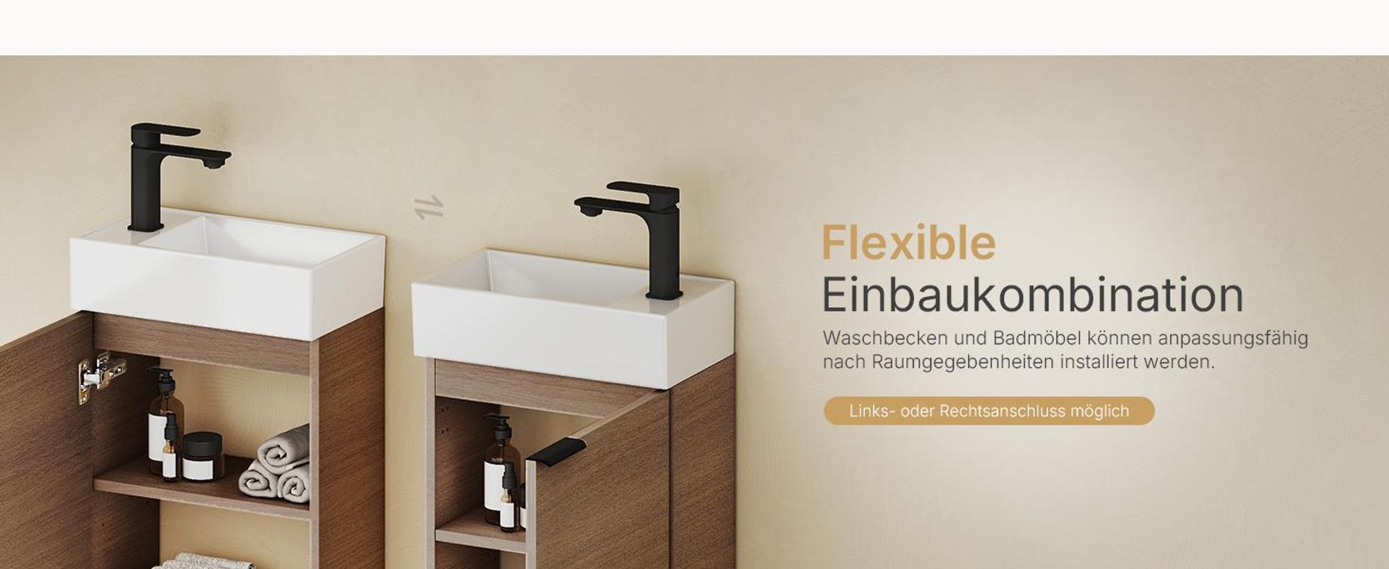 EMKE Waschbeckenunterschrank mit waschbecken 417×240×646 mm wandhängend, Badezimmerschrank, Waschtischunterschrank Soft-Close, Sonoma Eiche