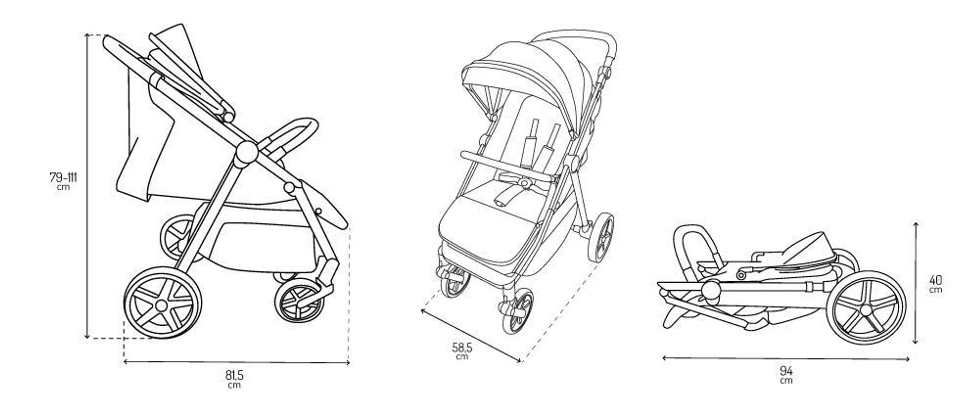 MoMi CLARA Buggy Kinderwagen bis 22 kg - Tasche, Moskitonetz, Regenschutzfolie, Becherhalter, Fußdecke