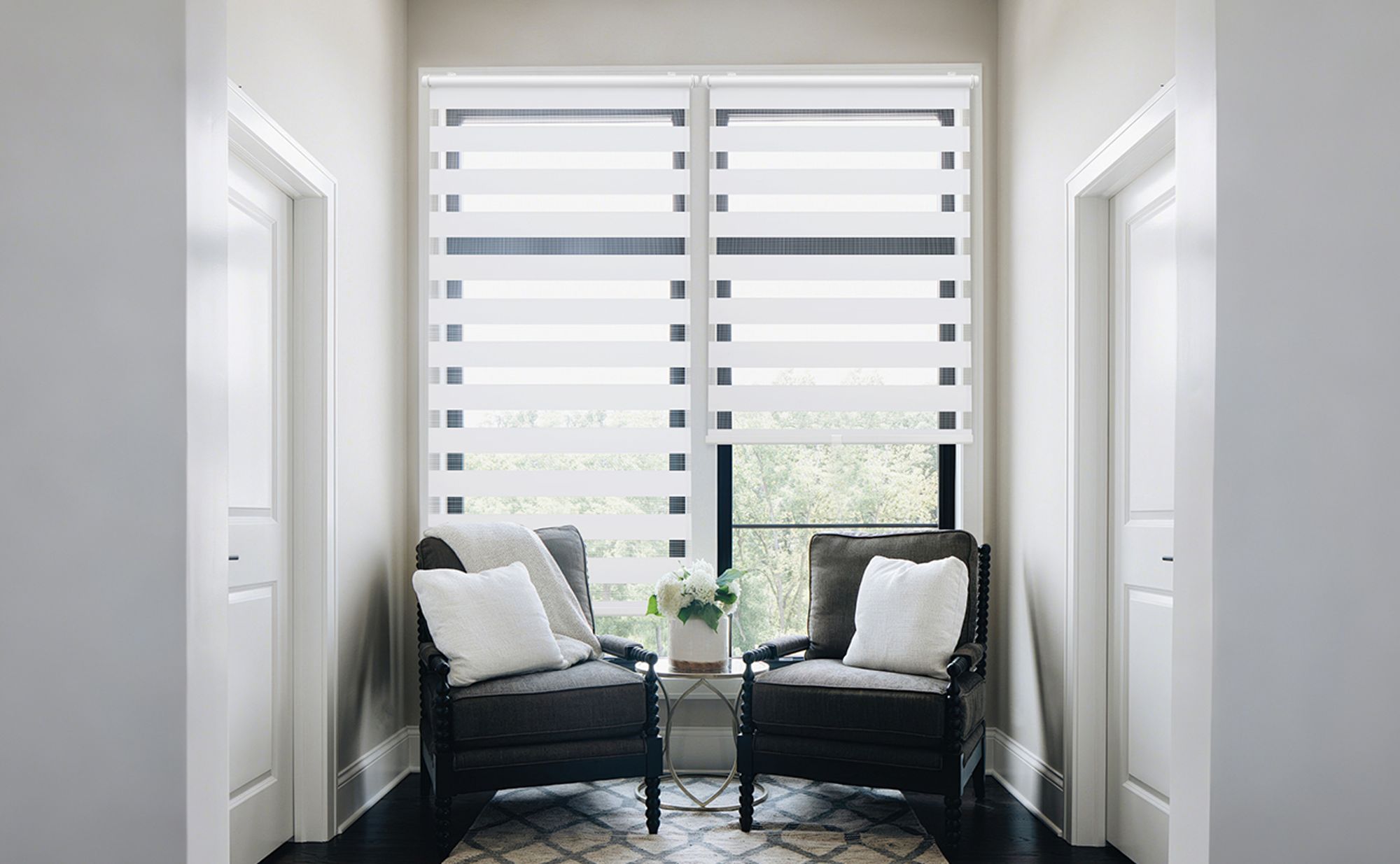 Doppelrollo schnurlos Duo Rollo Klemmfix Rollos für Fenster ohne Bohren & zum Bohren Faltrollo 115x210cm Weiß