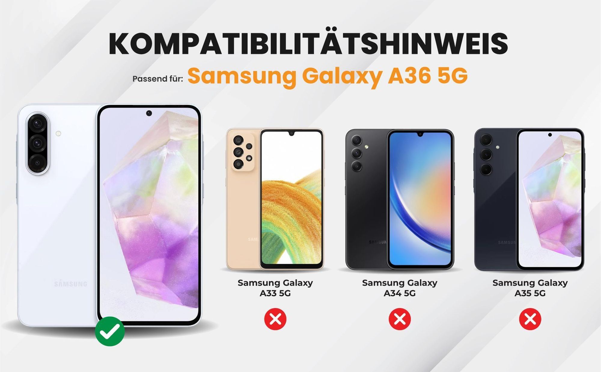 Kompatibilitätshinweise Hülle für Samsung Galaxy A36 5G