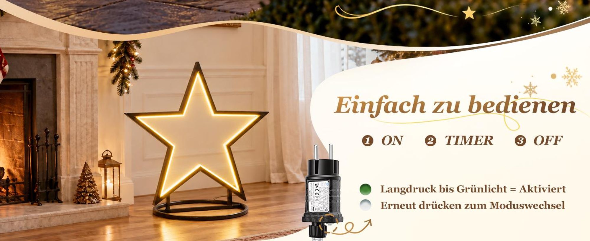 50cm LED Gartenstecker Stern Garten Stern Leuchte WeihnachtssternWeihnachtsbeleuchtung mit Erdspieß 100 LED Beleuchtet Warmweiß