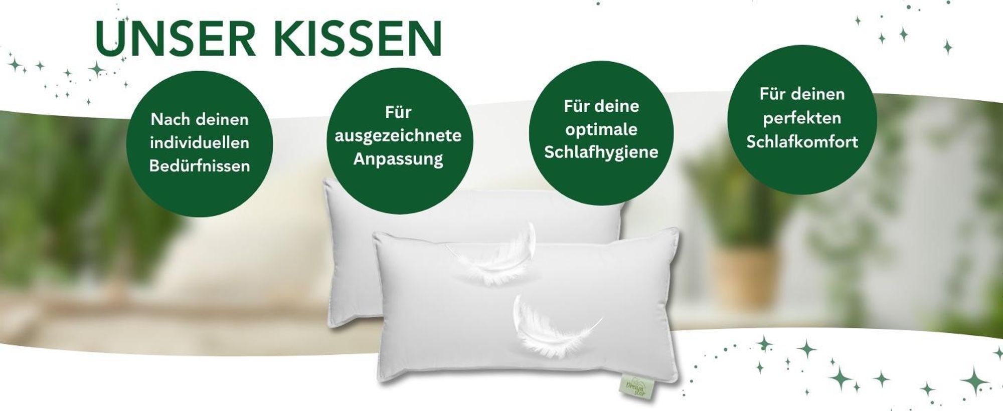 2er Set Daunenkissen 3-Kammer 80x80 cm | Ergonomisch, stützend & atmungsaktiv | Dreamstar