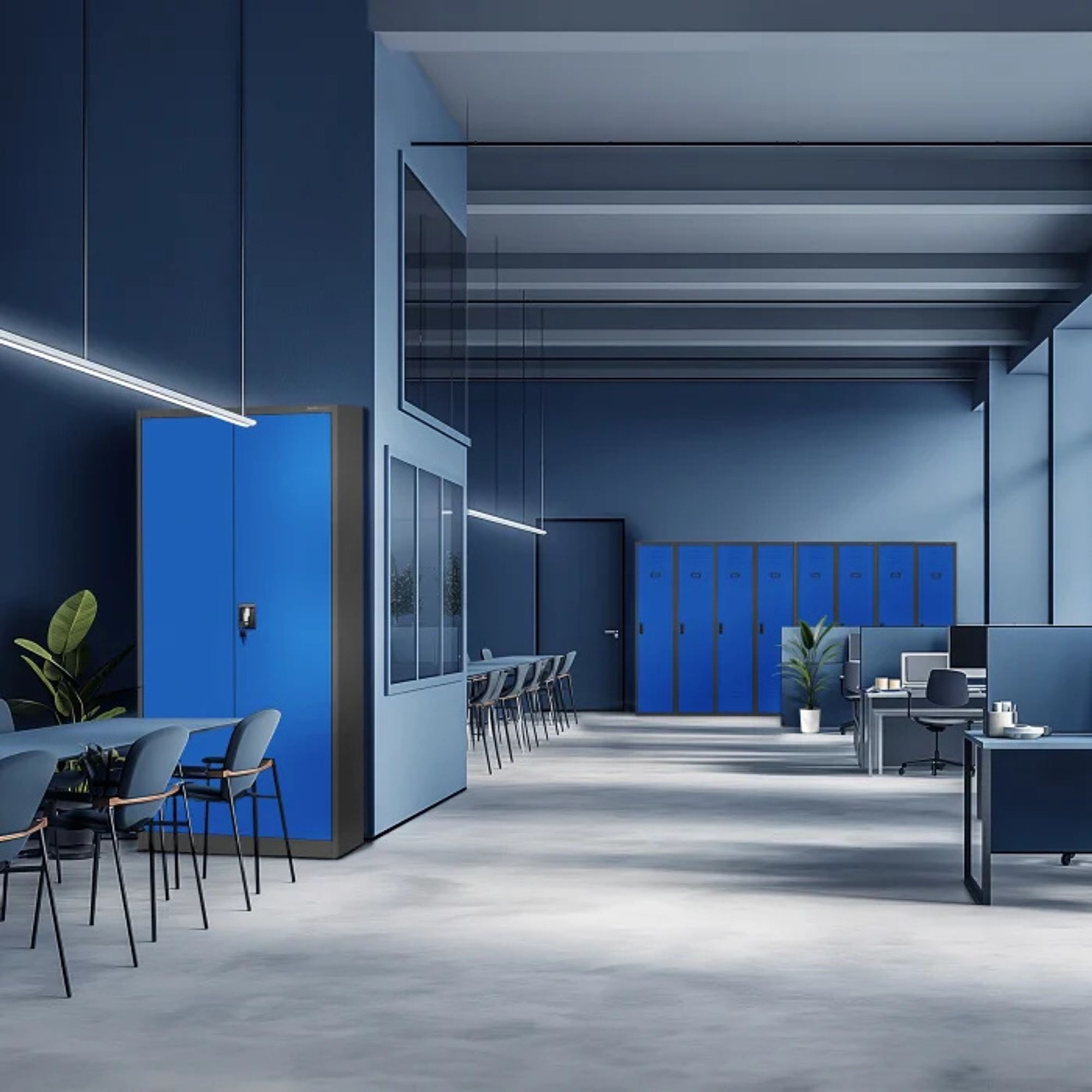 Aktenschrank Büroschrank Metallschrank Stahlschrank Werkzeugschrank Stahlblech Pulverbeschichtet Flügeltürschrank Abschließbar 195 cm x 90 cm x 40 cm, Farbe: Anthrazit-blau