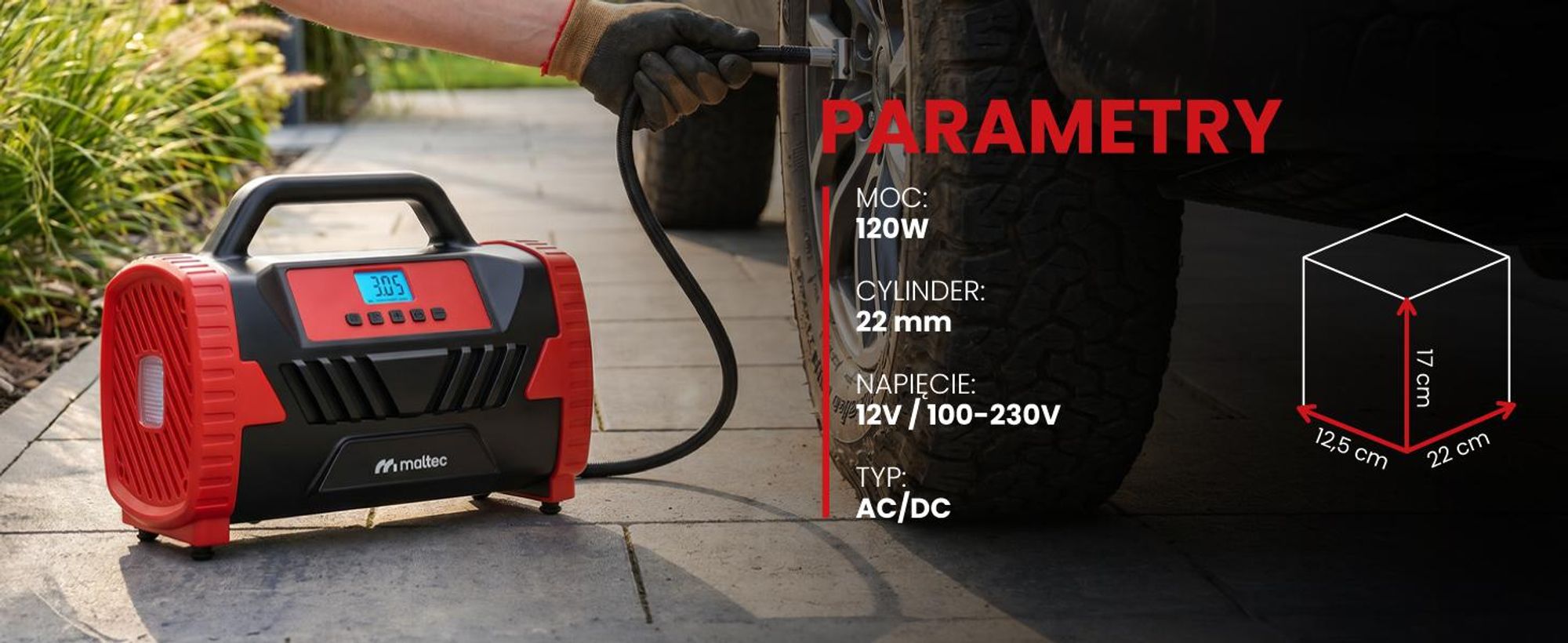 Cyfrowy kompresor samochodowy o mocy 150 PSI 12N/23V mocny do opon samochodowych, rowerowych, piłek