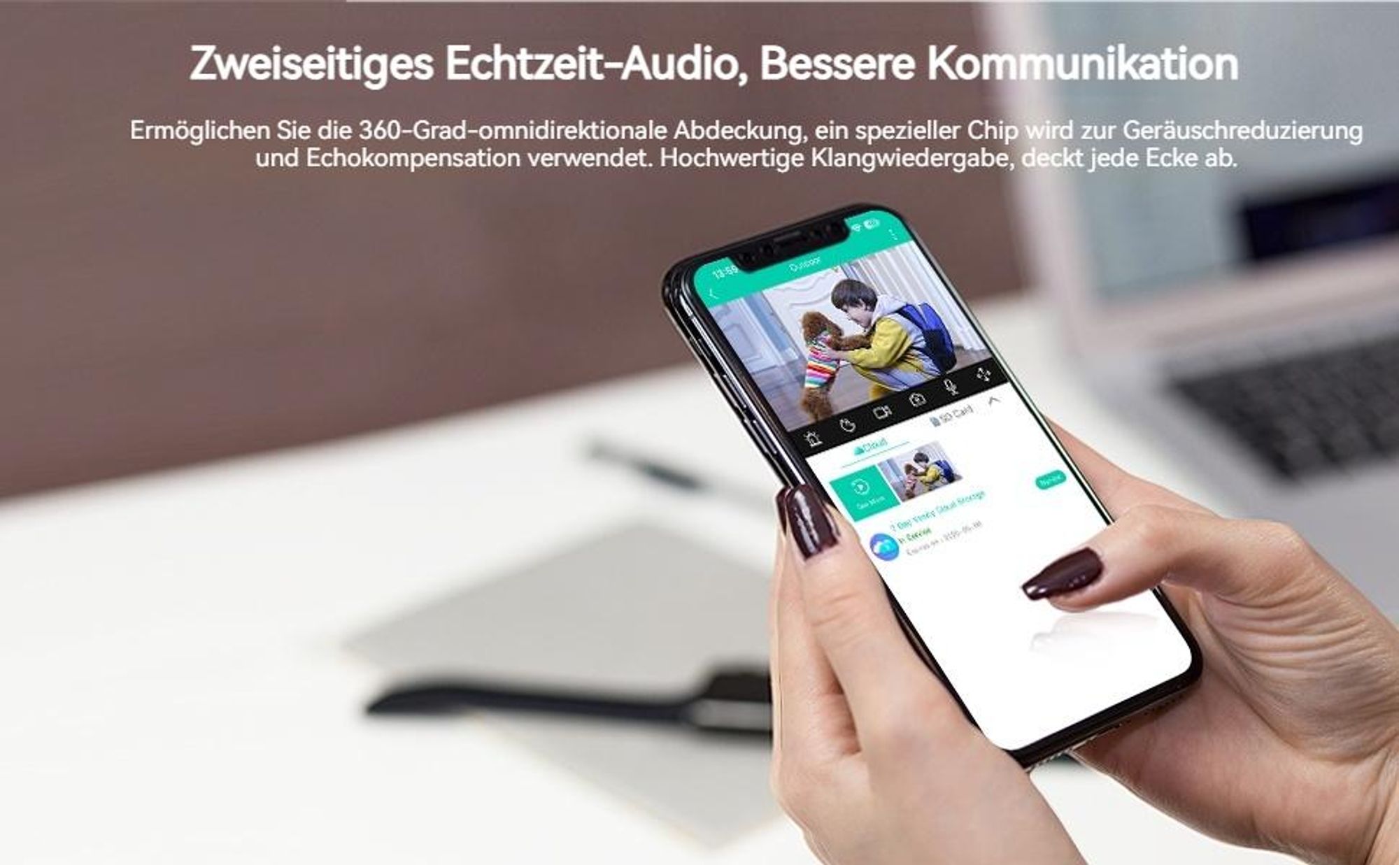 Überwachungskamera Innen 6MP QHD 360° Indoor Hundekamera Babyphone Automatische Verfolgung 2-Wege-Audio Bewegungserkennung Nachtsicht